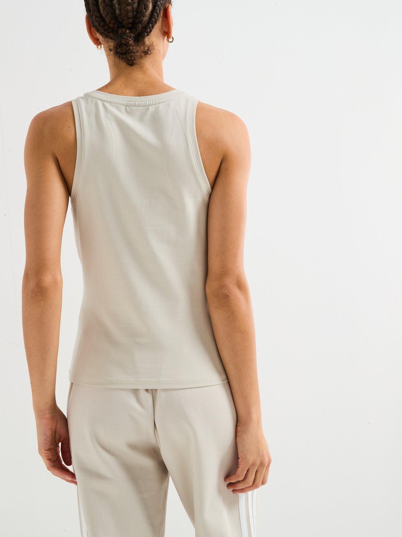 Image 2 of 6 of adidas Sportswear Women's Essentials Linear Slim Cotton Tank Top - Wonder Alumina/White