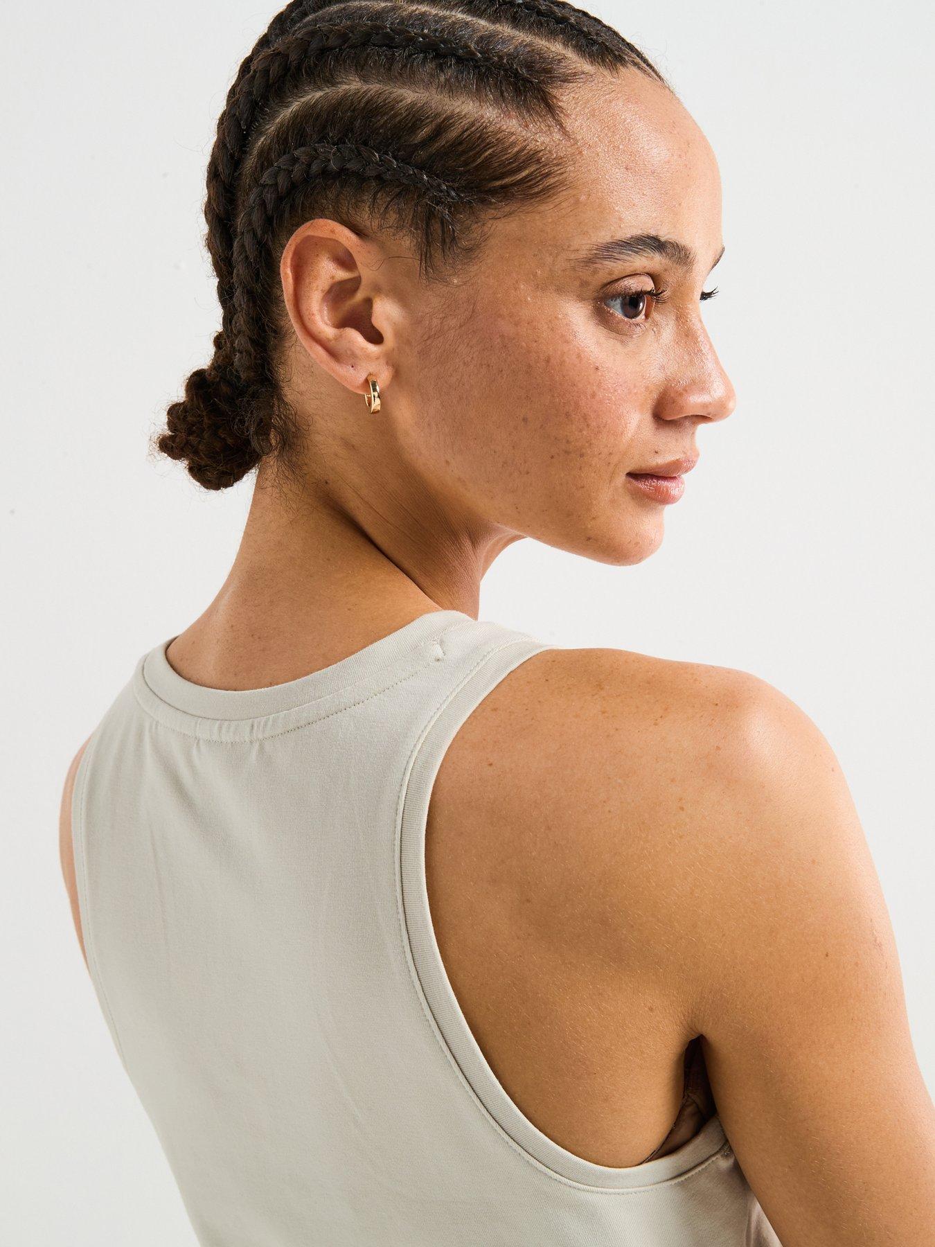Image 6 of 6 of adidas Sportswear Women's Essentials Linear Slim Cotton Tank Top - Wonder Alumina/White