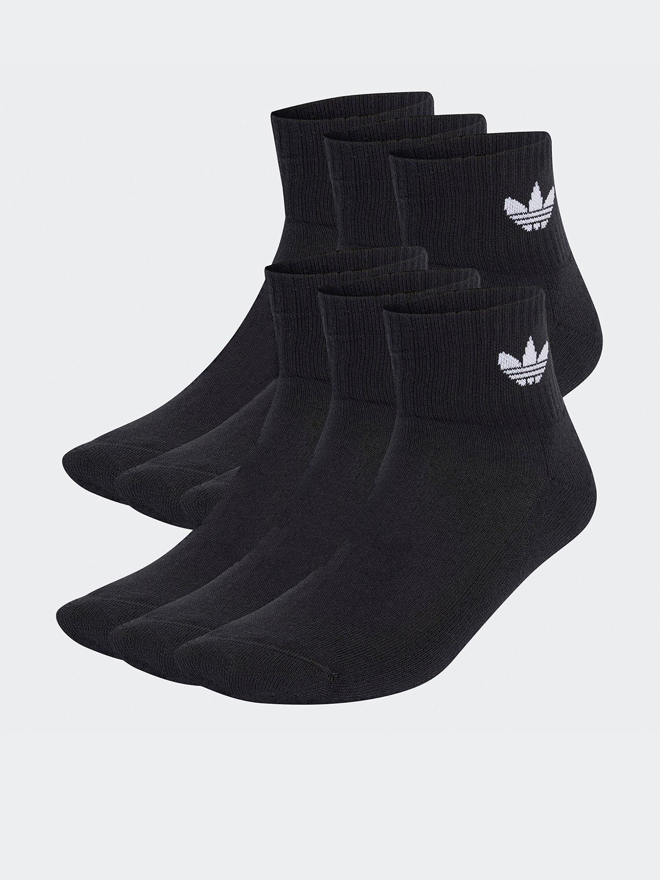 adidas Originals Womens Mid Ankle Socks 6 Pairs - Black