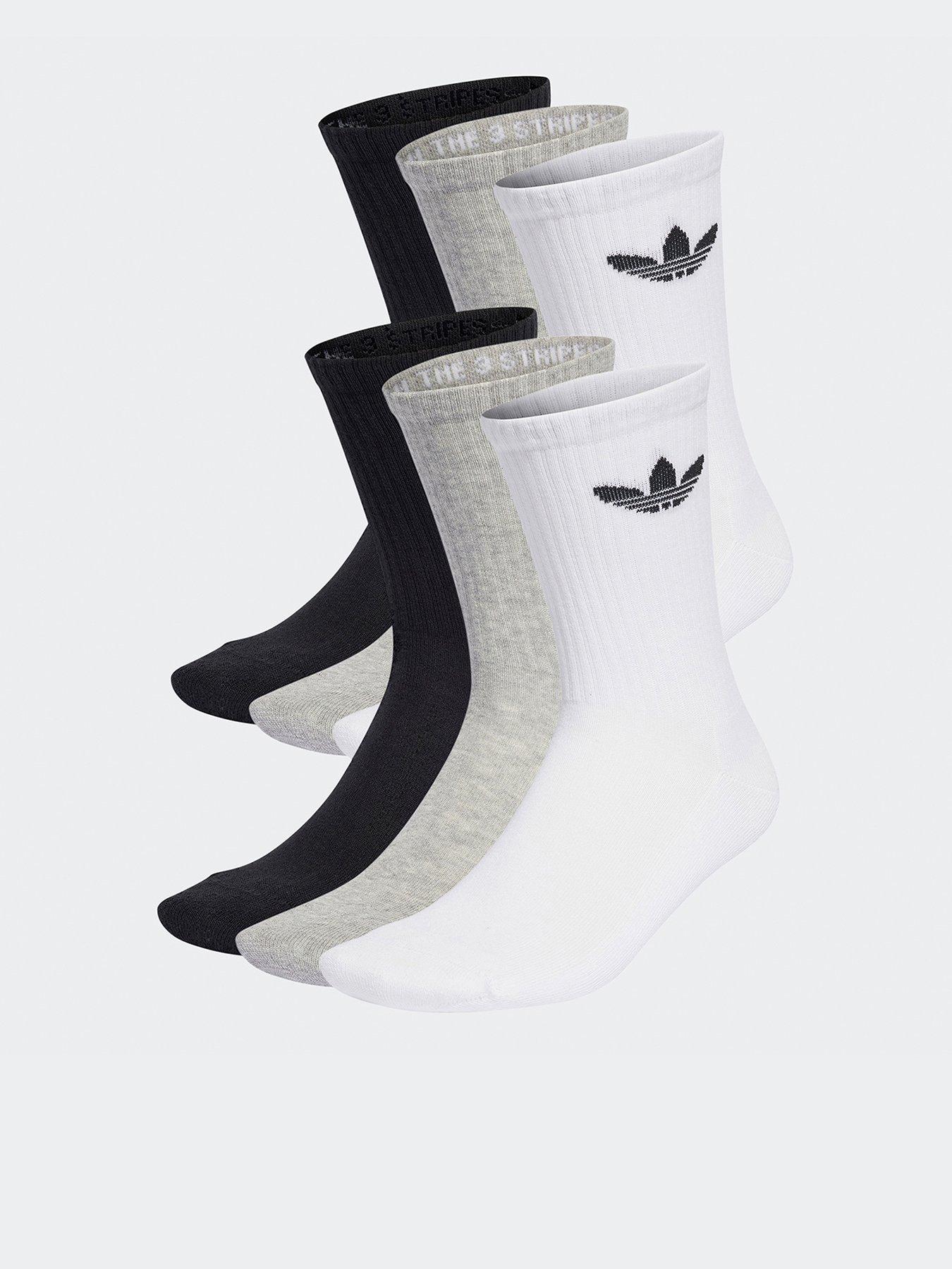undefined Womens Trefoil Cushion Crew Socks 6 Pairs - Black