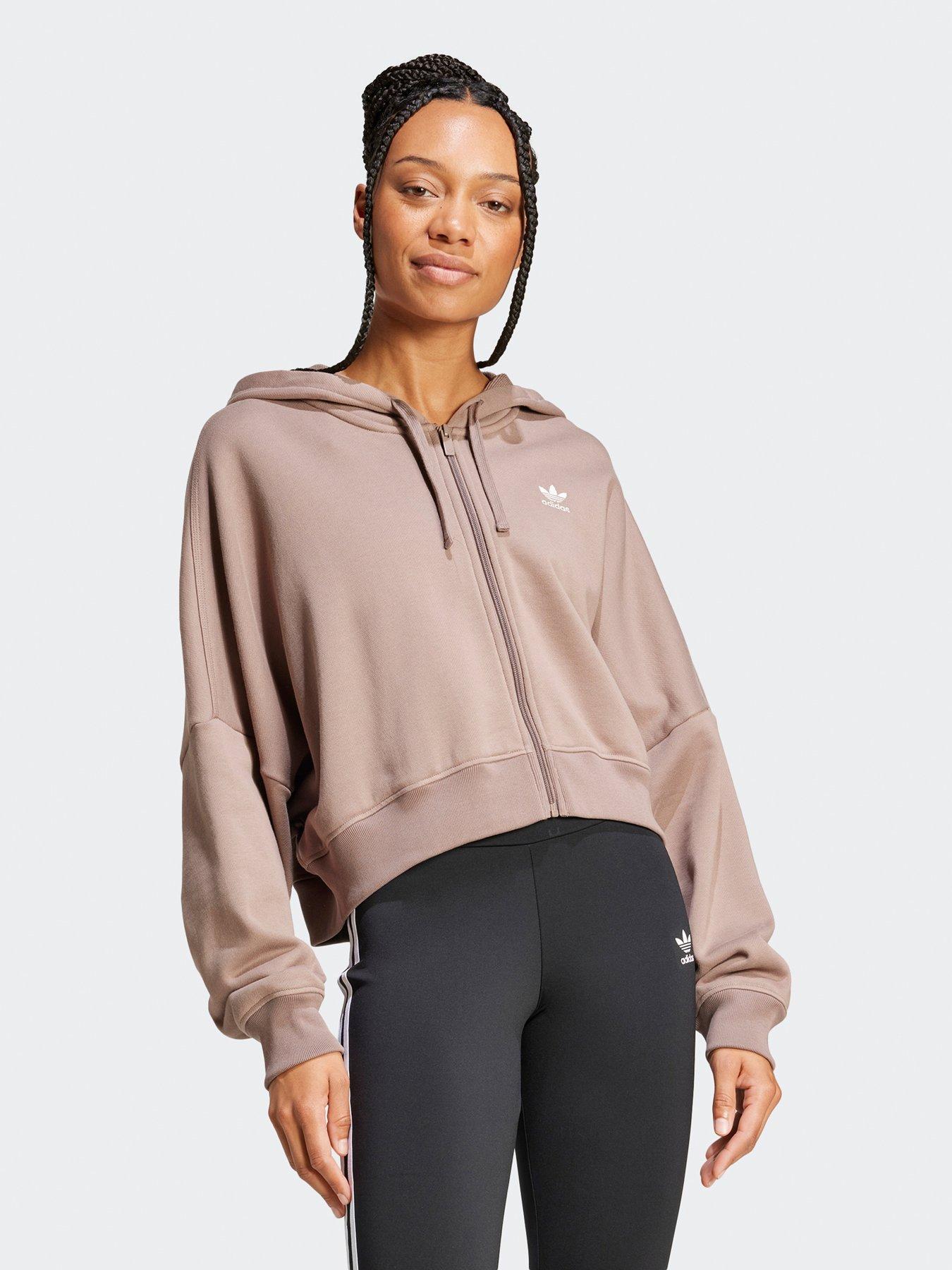 undefined Womens Essentials Full-Zip French Terry Hoodie - Brown