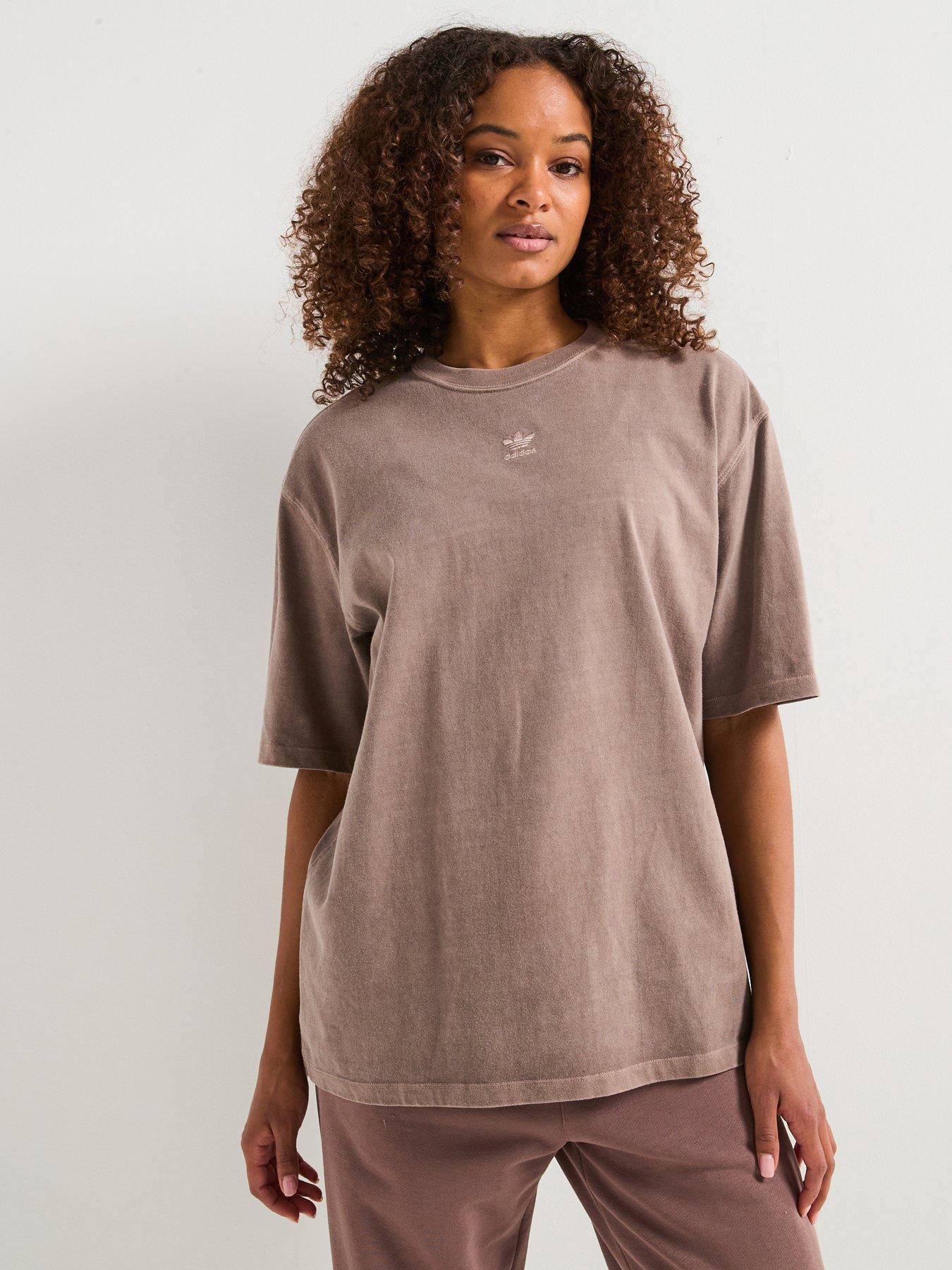 adidas Originals Womens Essentials Oversized T-Shirt Brown Very