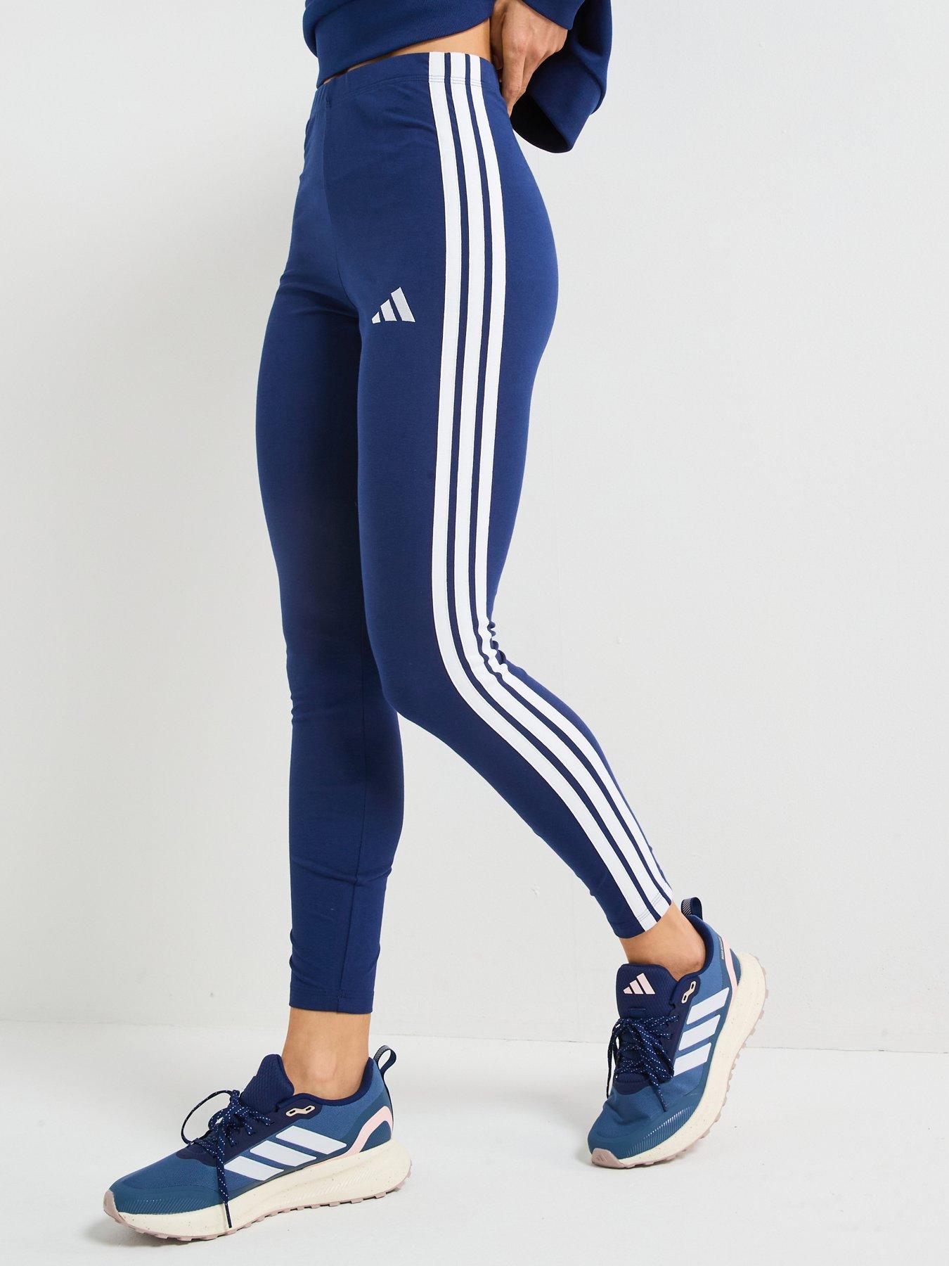 undefined Women's Essentials 3-stripes Cotton Leggings - Blue
