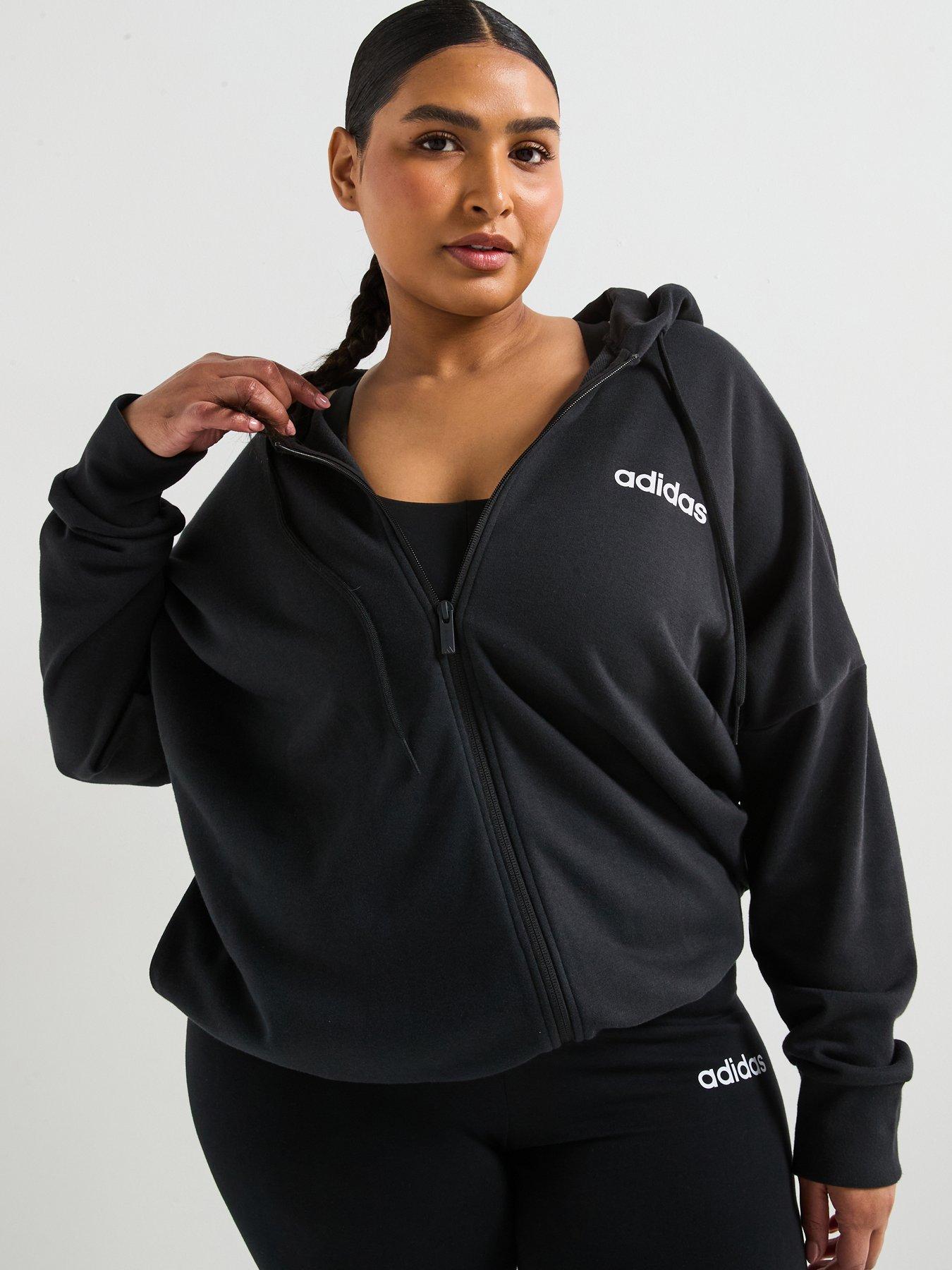 undefined Womens Essentials Linear Full-zip French Terry Hoodie - Black