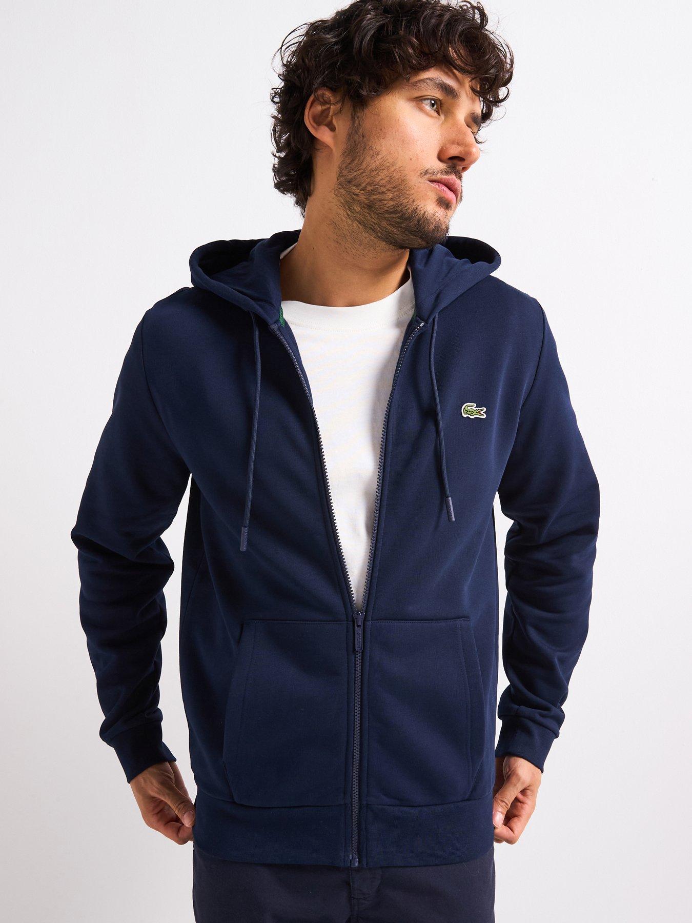 undefined Classic Fit Brushed Fleece Zip Front Hoodie - Navy