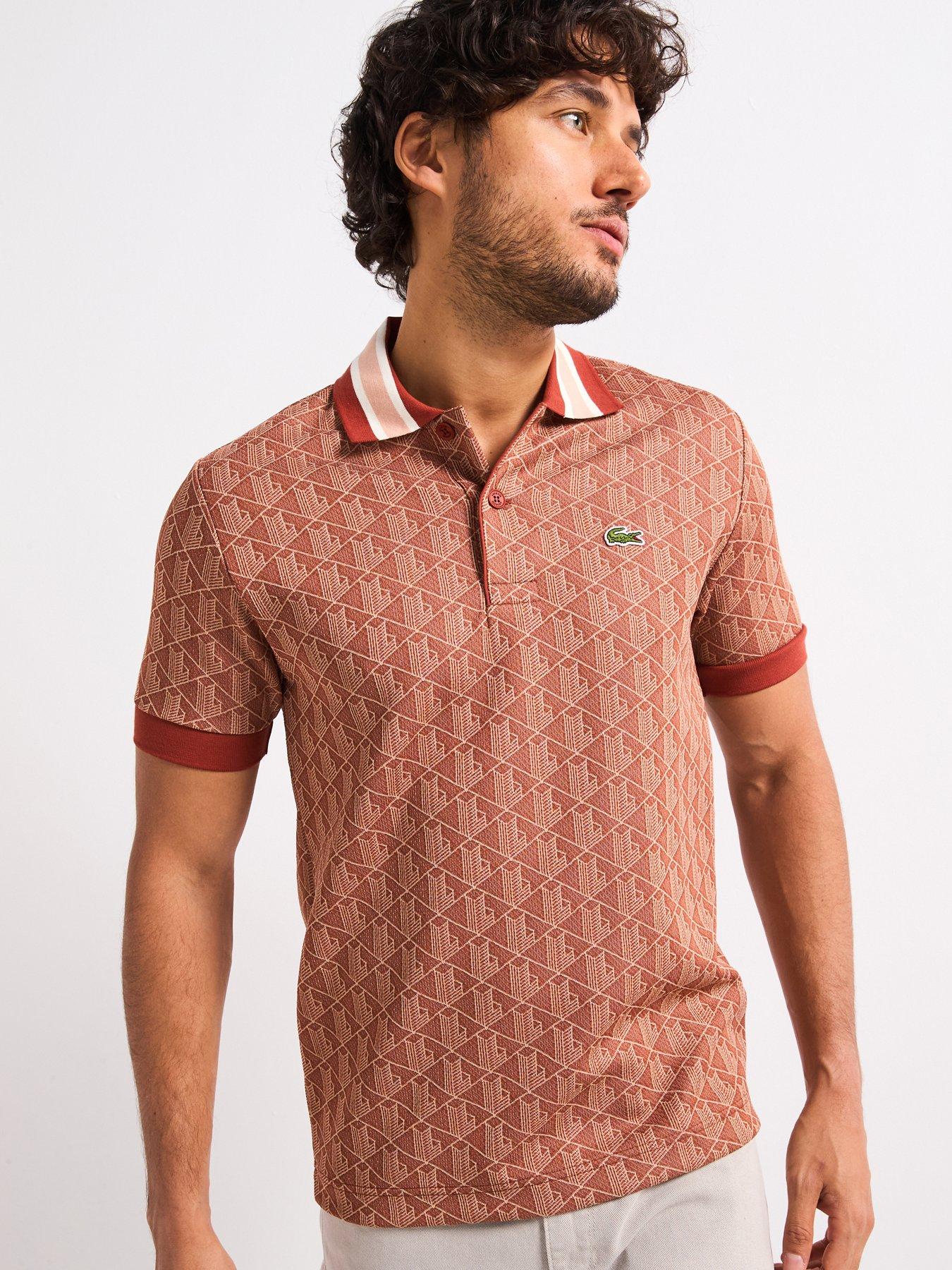 undefined Classic Fit Monogram Jacquard Polo Shirt - Red