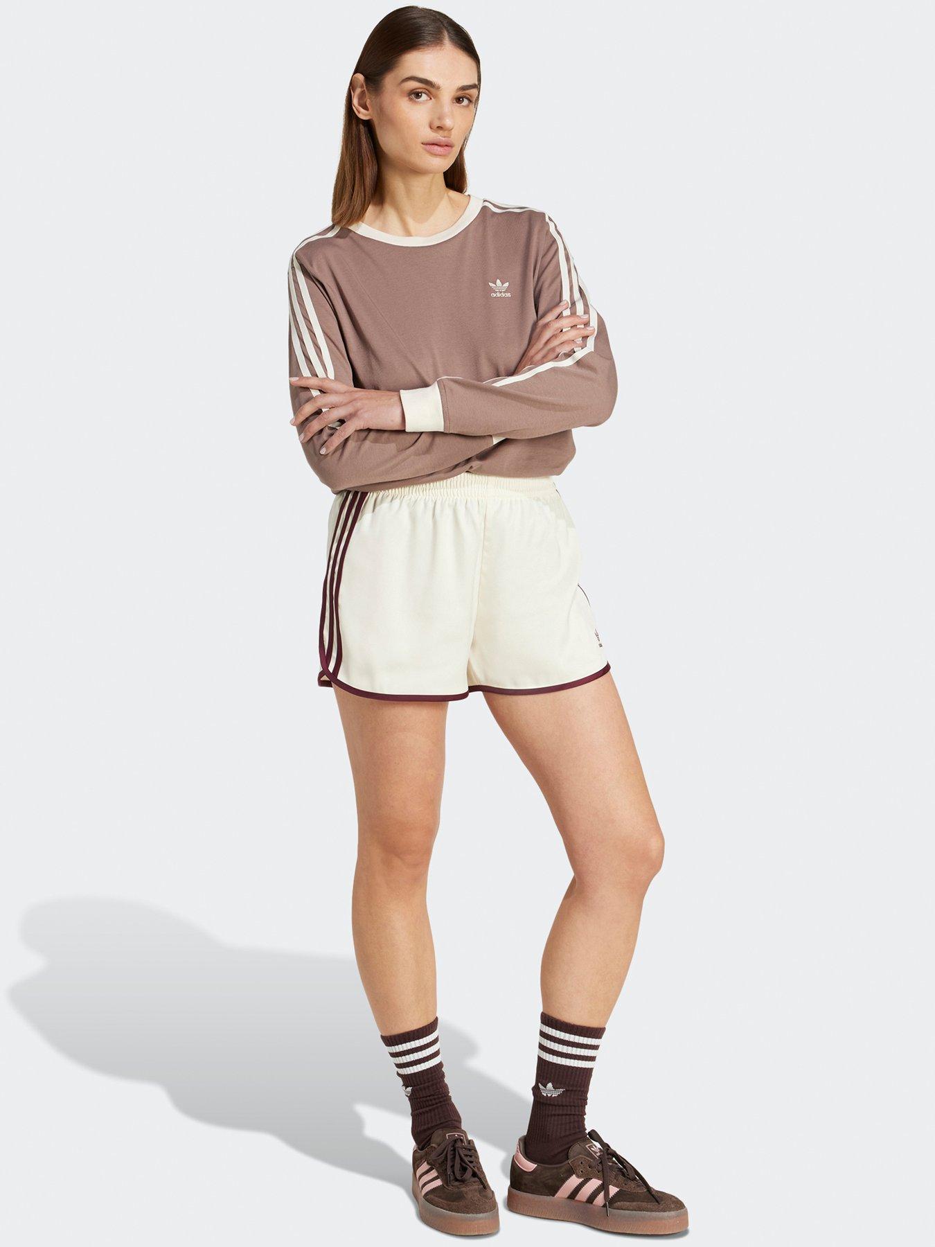 adidas Originals Women's 3-Stripes Sprinter Shorts - Cream White/Maroon ...