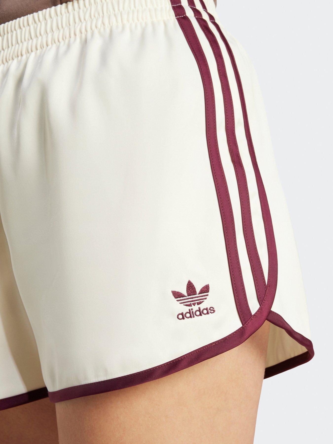 adidas Originals Women's 3-Stripes Sprinter Shorts - Cream White/Maroon ...