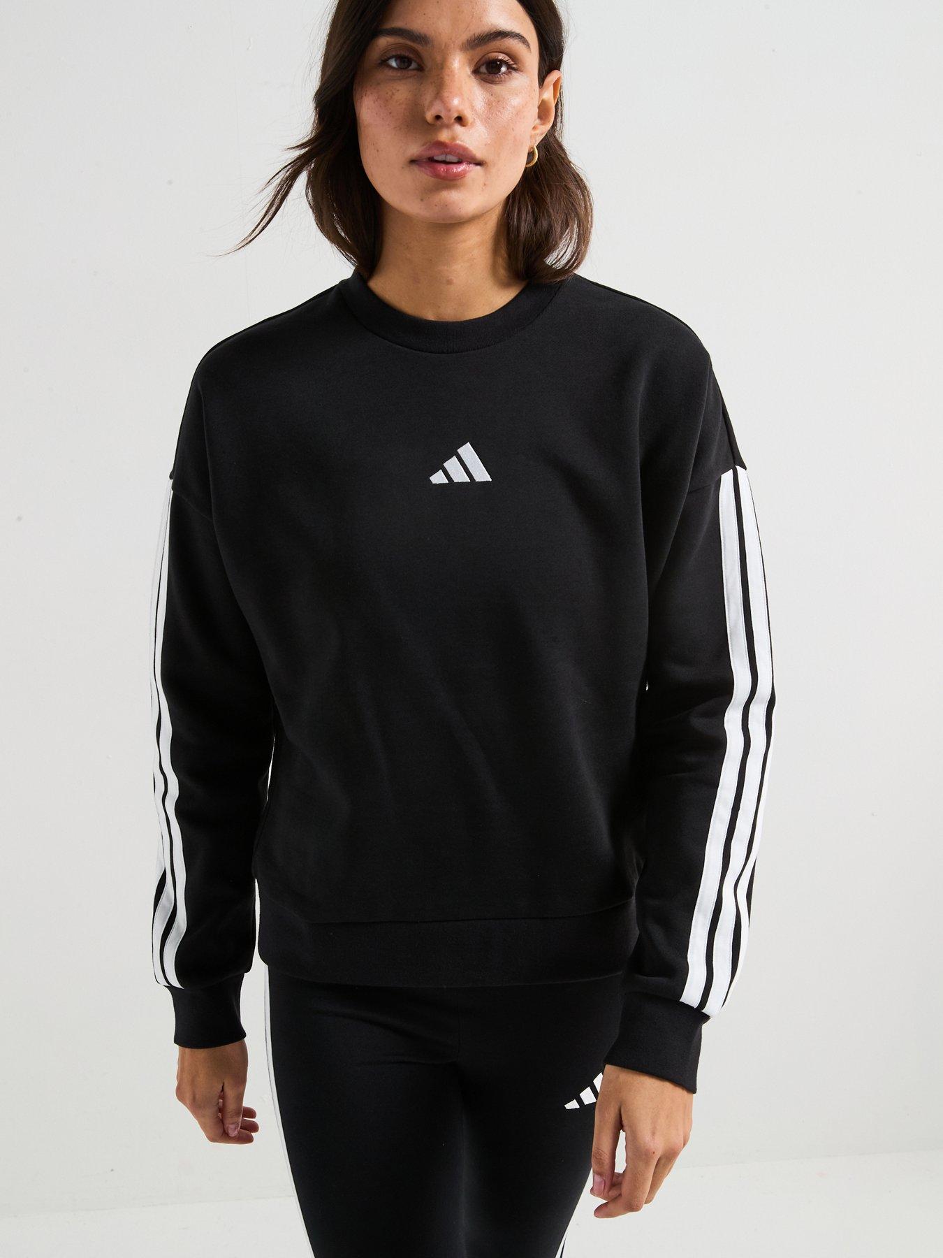 undefined Women's Essentials 3-Stripes Fleece Sweatshirt - Black