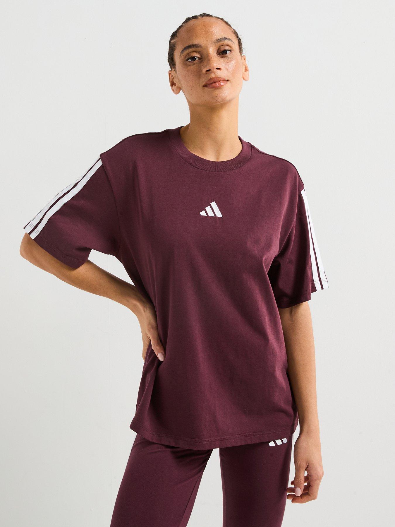 undefined Women's Essentials 3-Stripes Boyfriend T-Shirt - Red