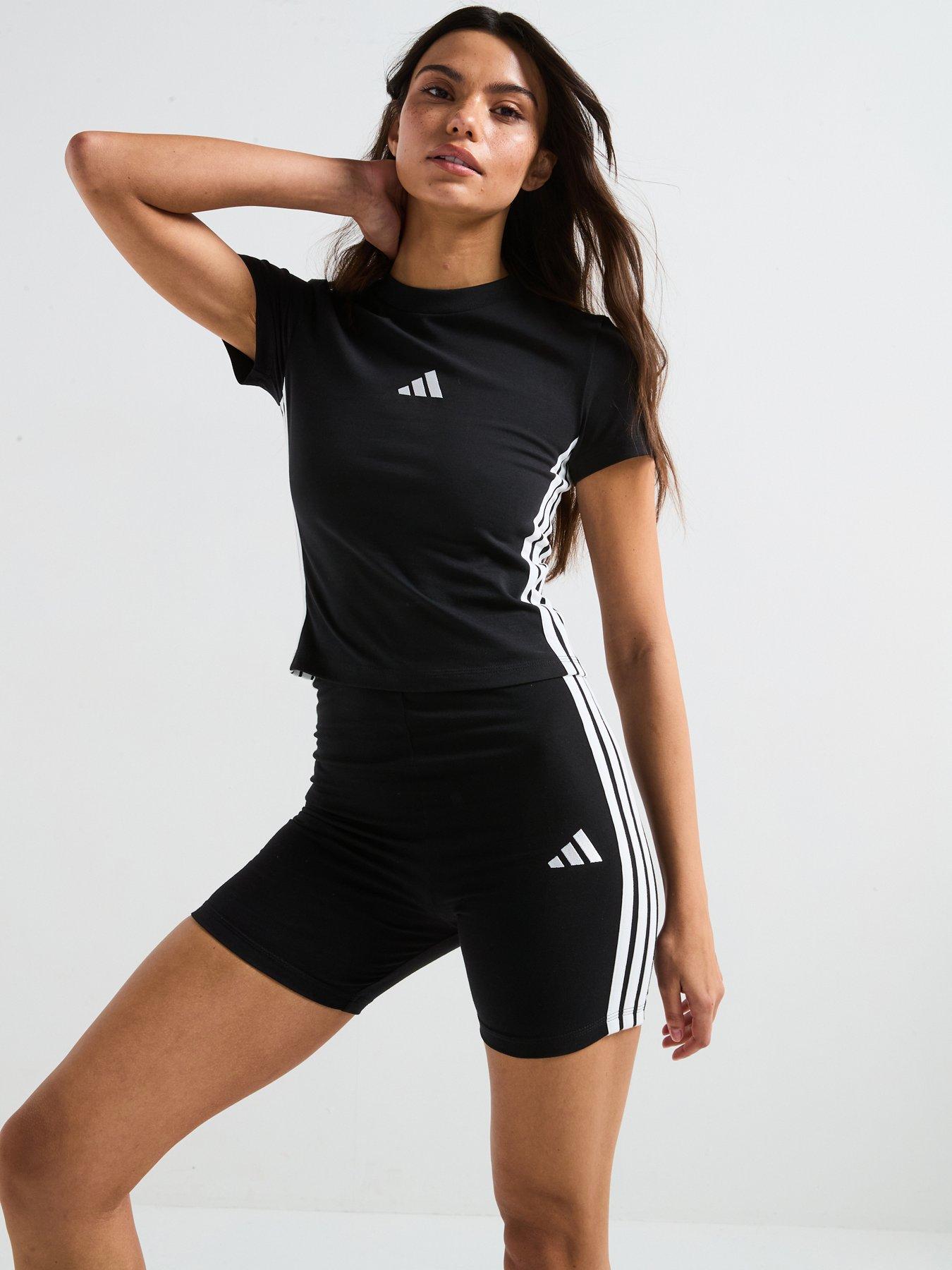 Adidas Sportswear Women'S Essentials 3-Stripes Slim Baby T-Shirt - Black/White