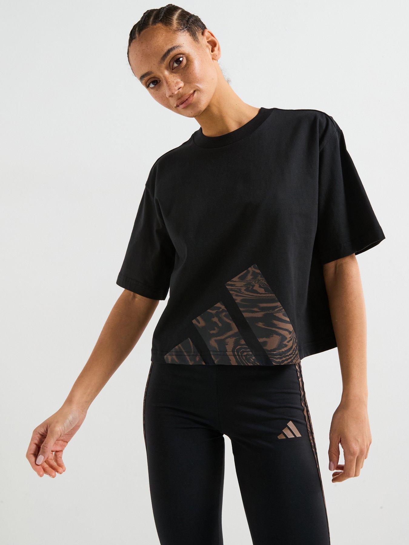undefined Womens Essentials Animal Big Logo Boyfriend T-Shirt - Black