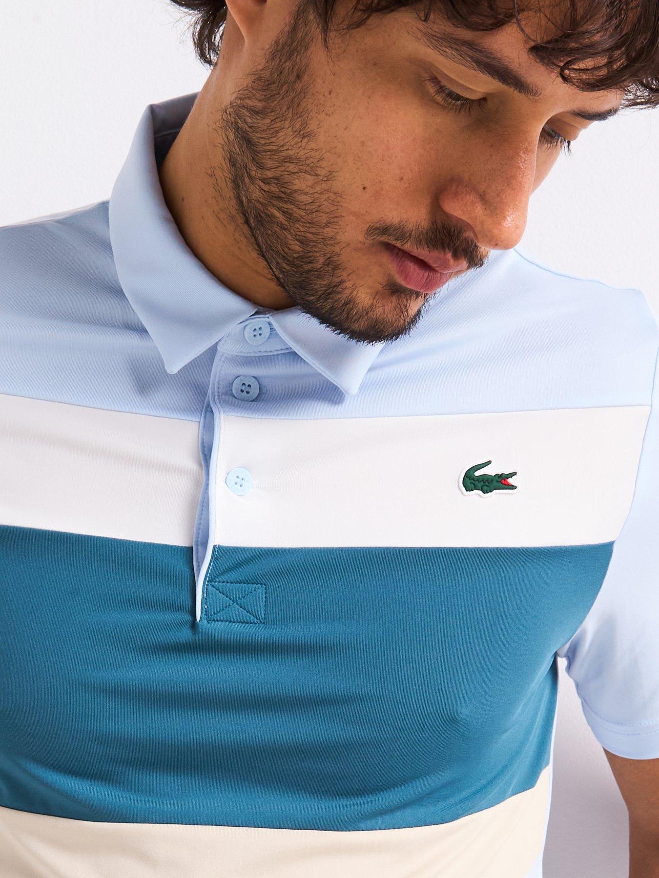 Image 4 of 4 of Lacoste Regular Fit Ultra Dry Stretch Jersey Golf Polo Shirt - Light Blue