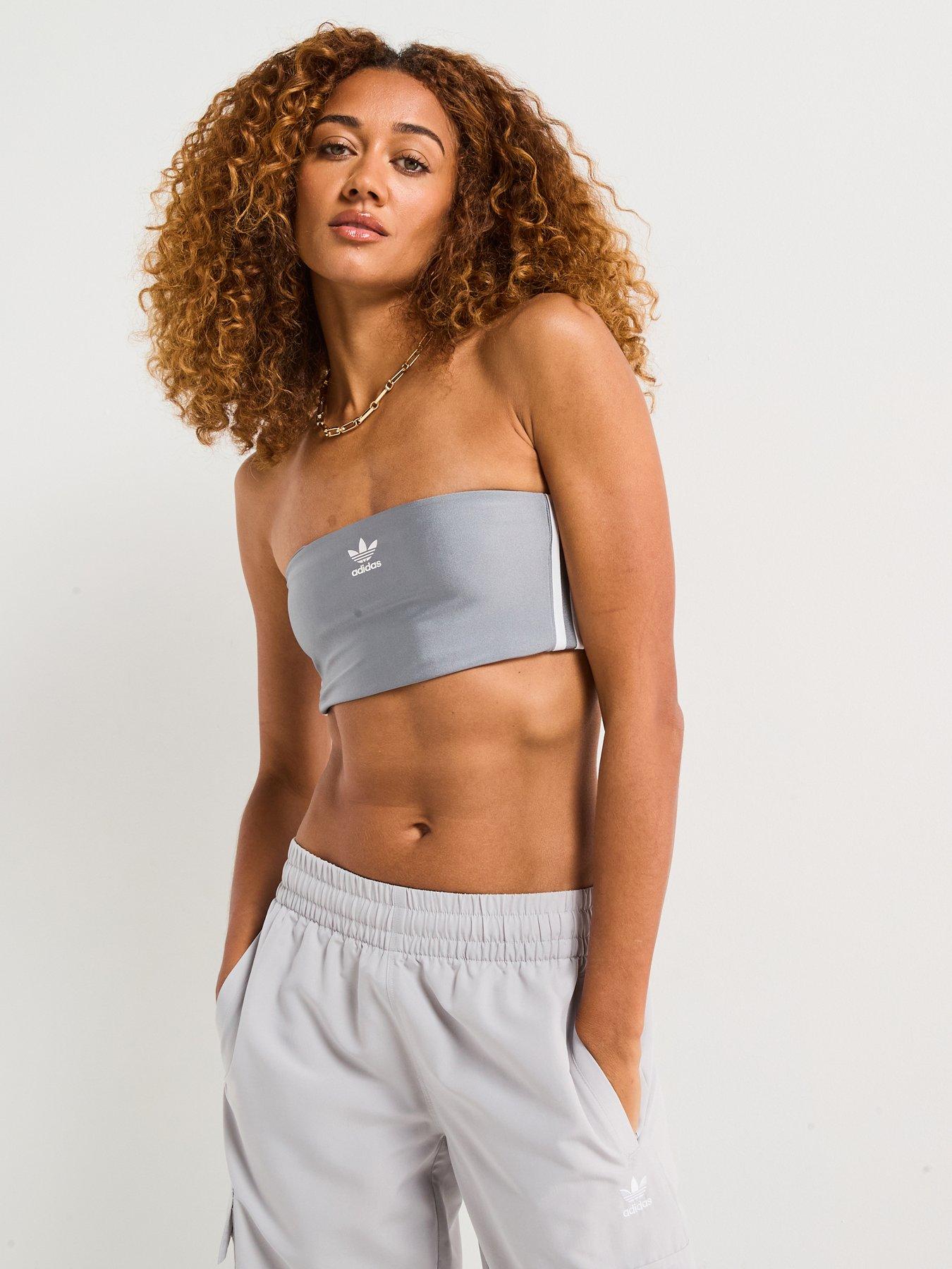undefined Womens 3 Stripes Tube Sleeveless Top- Grey