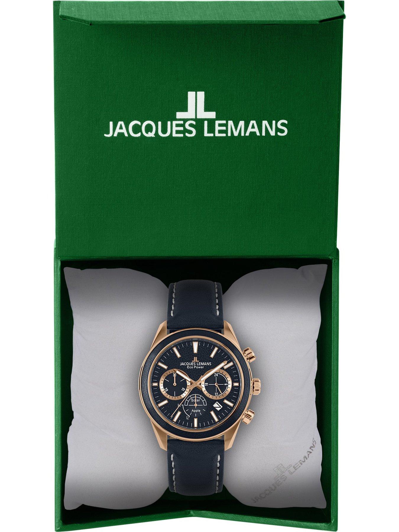 Image 6 of 6 of Jacques Lemans Power Solar Chronograph Strap Rose Gold Plated Mens Watch