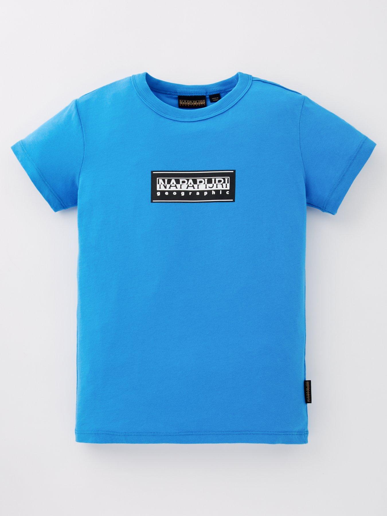 undefined Kids Chamois Box Logo T-Shirt - Blue