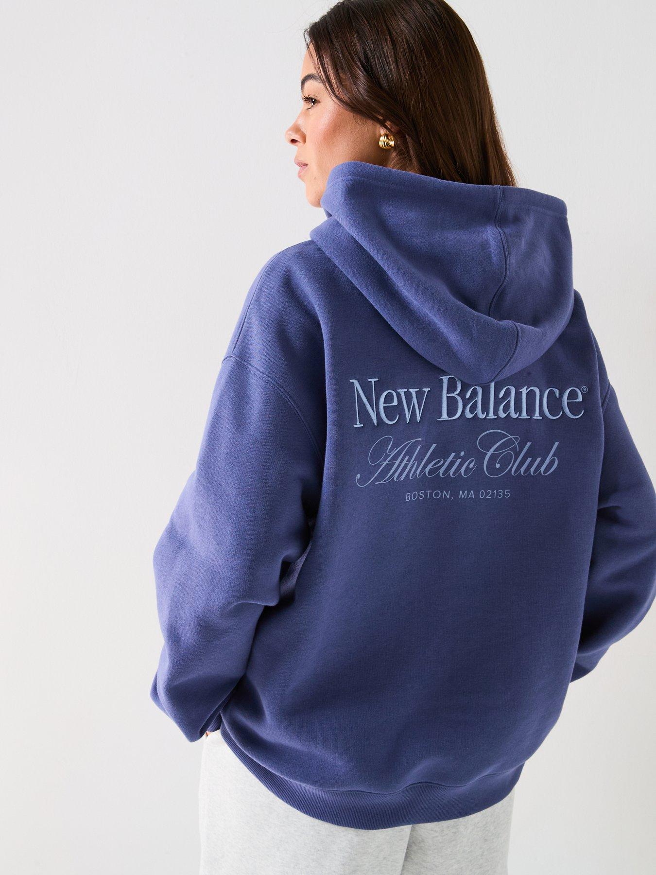 Image 2 of 6 of New Balance Women's Linear Heritage Athletics Club Overhead Hoodie - Navy
