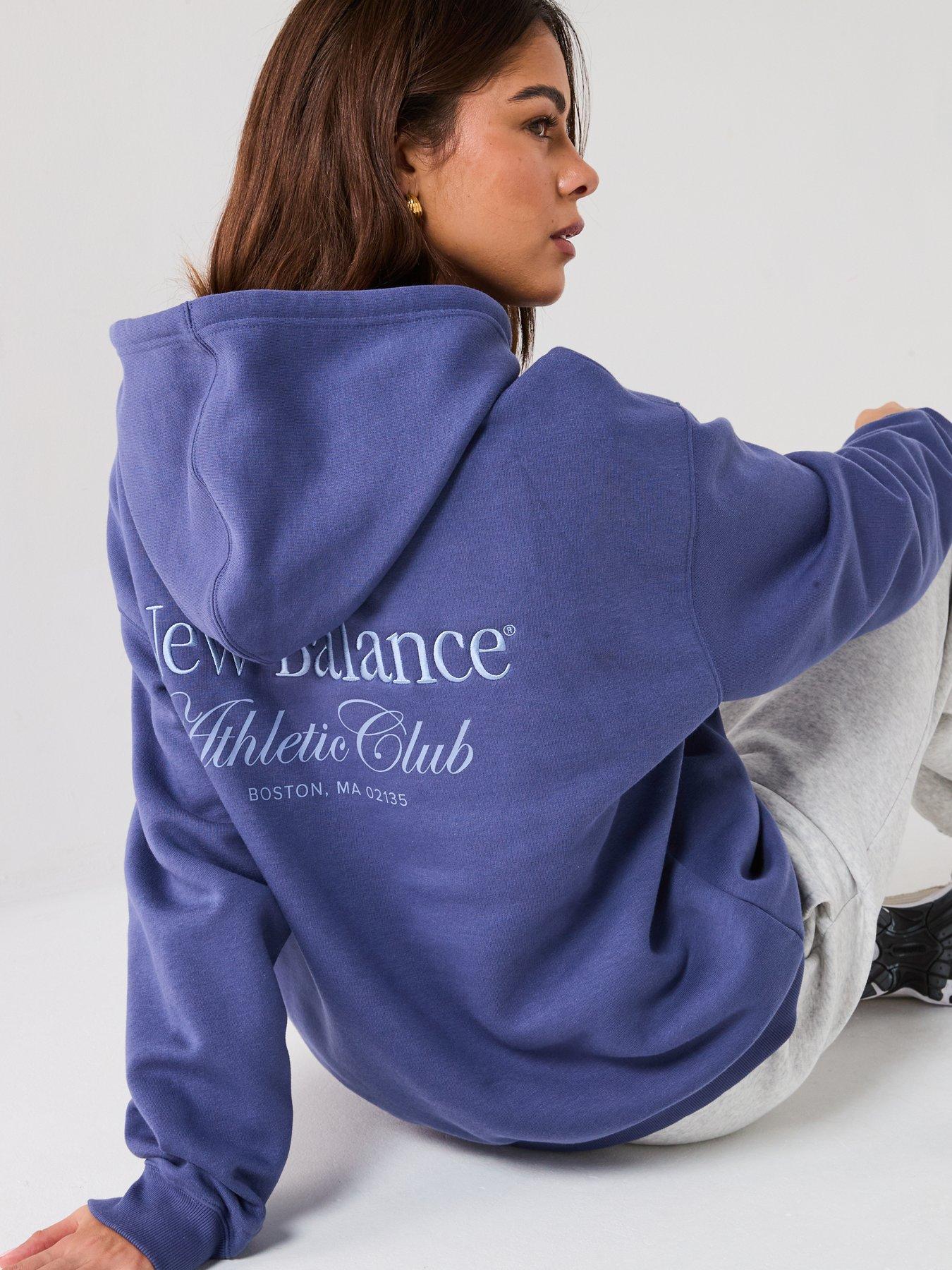 Image 4 of 6 of New Balance Women's Linear Heritage Athletics Club Overhead Hoodie - Navy