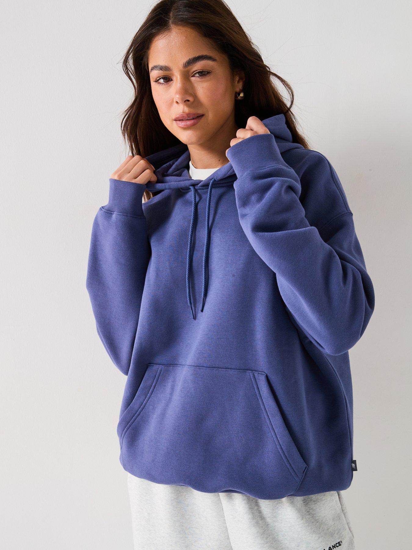 Image 5 of 6 of New Balance Women's Linear Heritage Athletics Club Overhead Hoodie - Navy