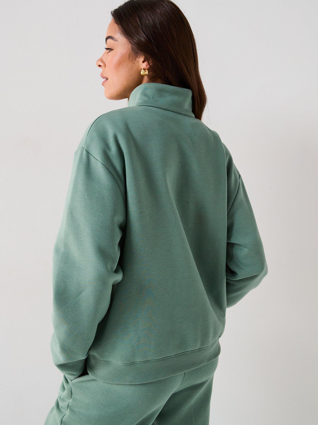 Image 2 of 6 of New Balance Women's Linear Heritage Graphic Half Zip Sweat - Green