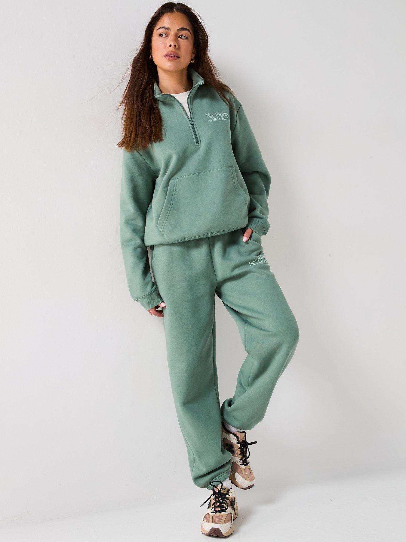 Image 3 of 6 of New Balance Women's Linear Heritage Graphic Half Zip Sweat - Green