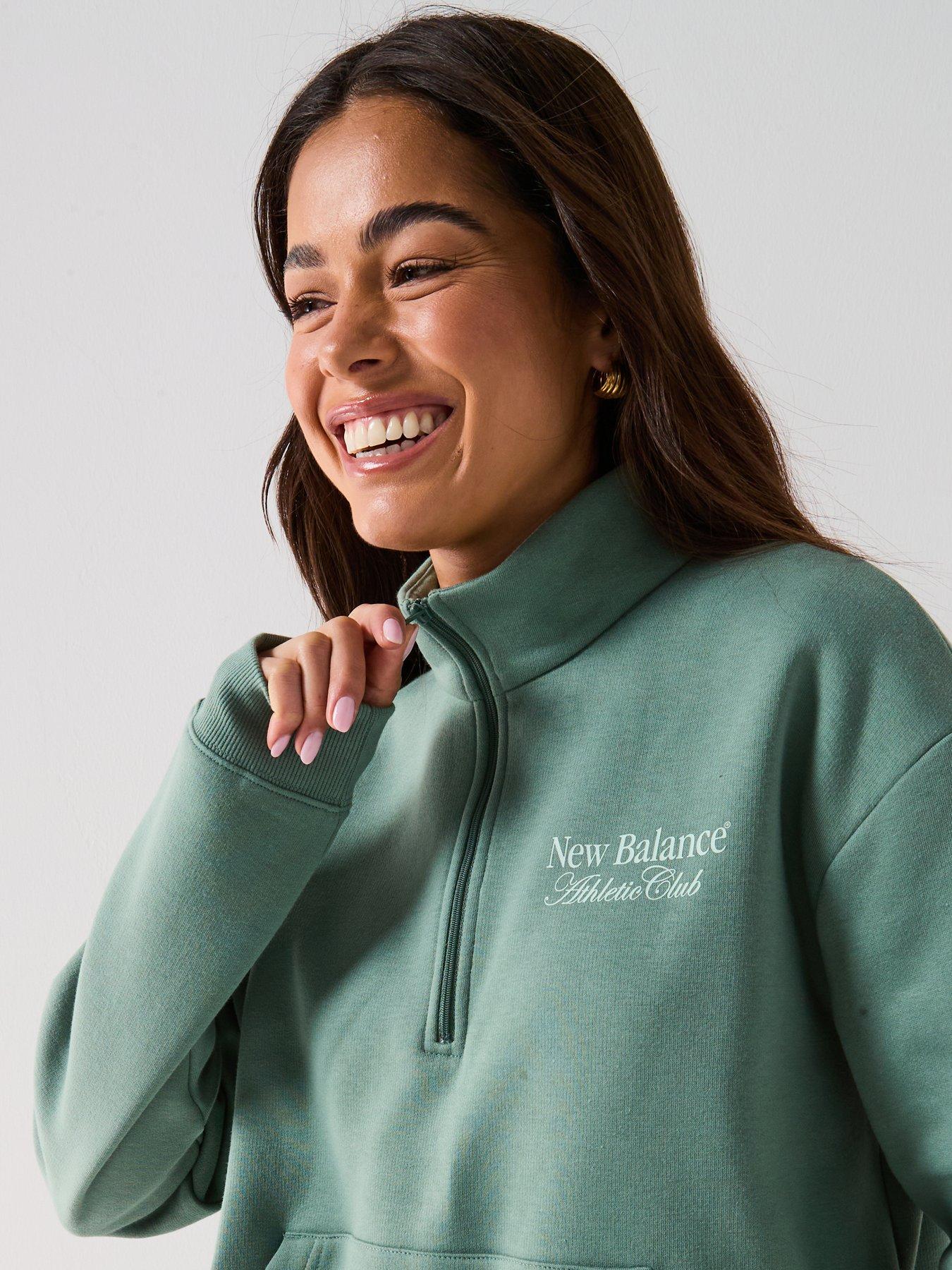 Image 4 of 6 of New Balance Women's Linear Heritage Graphic Half Zip Sweat - Green
