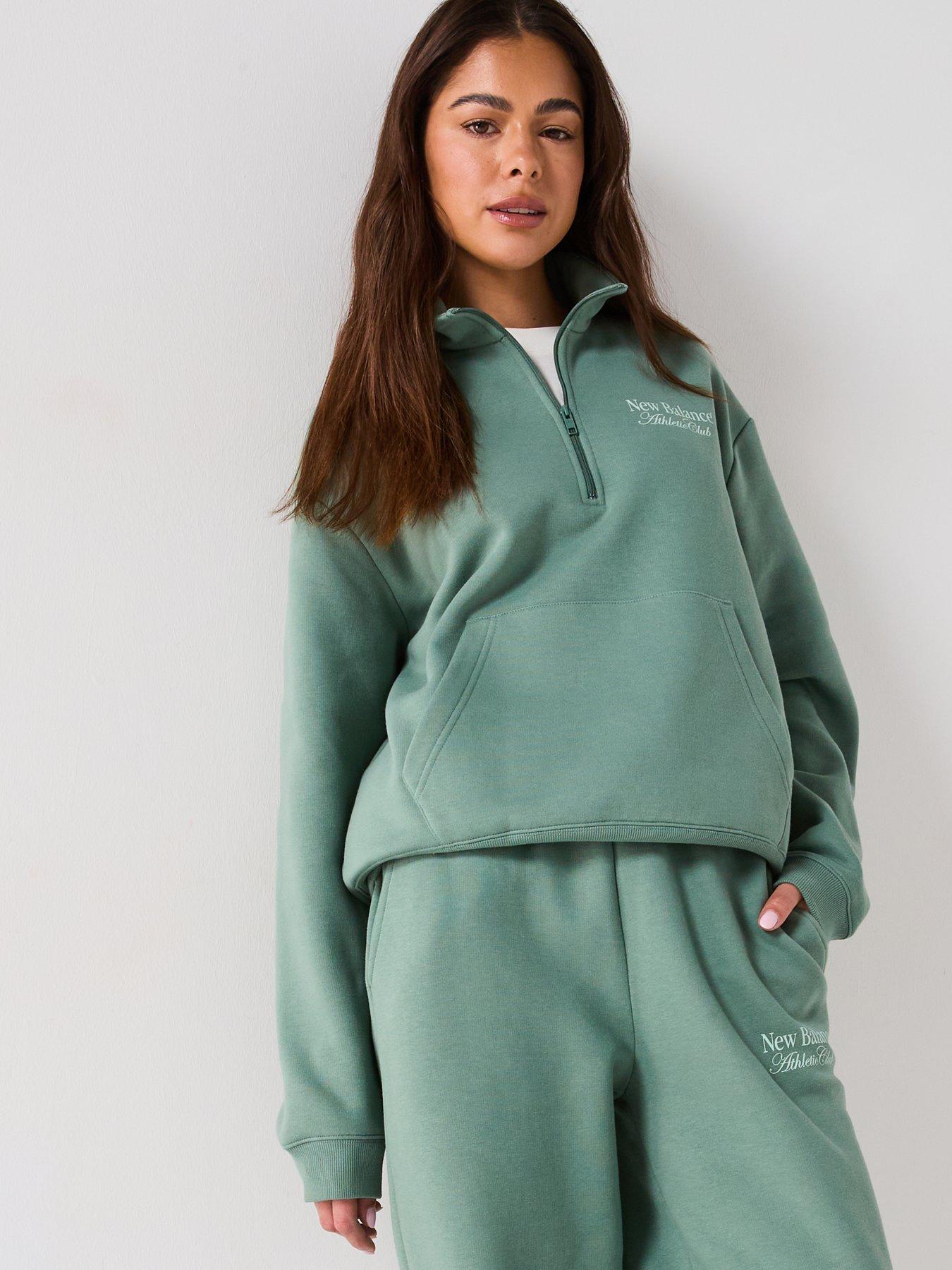 Image 5 of 6 of New Balance Women's Linear Heritage Graphic Half Zip Sweat - Green