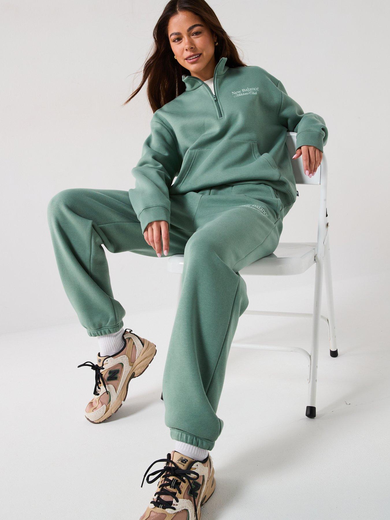 Image 6 of 6 of New Balance Women's Linear Heritage Graphic Half Zip Sweat - Green