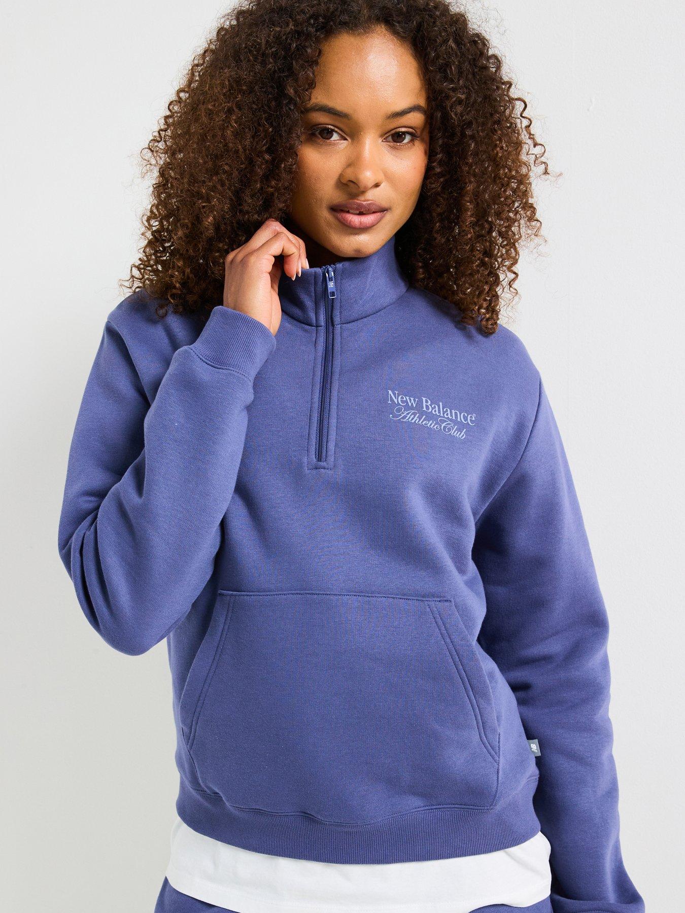 Image 1 of 5 of New Balance Women's Linear Heritage Graphic Half Zip Sweat Top - Navy