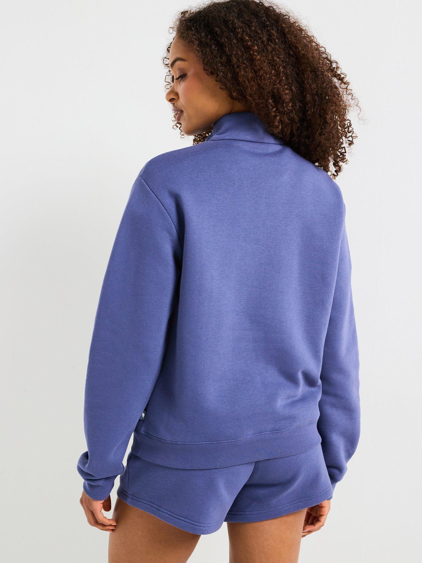 Image 2 of 5 of New Balance Women's Linear Heritage Graphic Half Zip Sweat Top - Navy