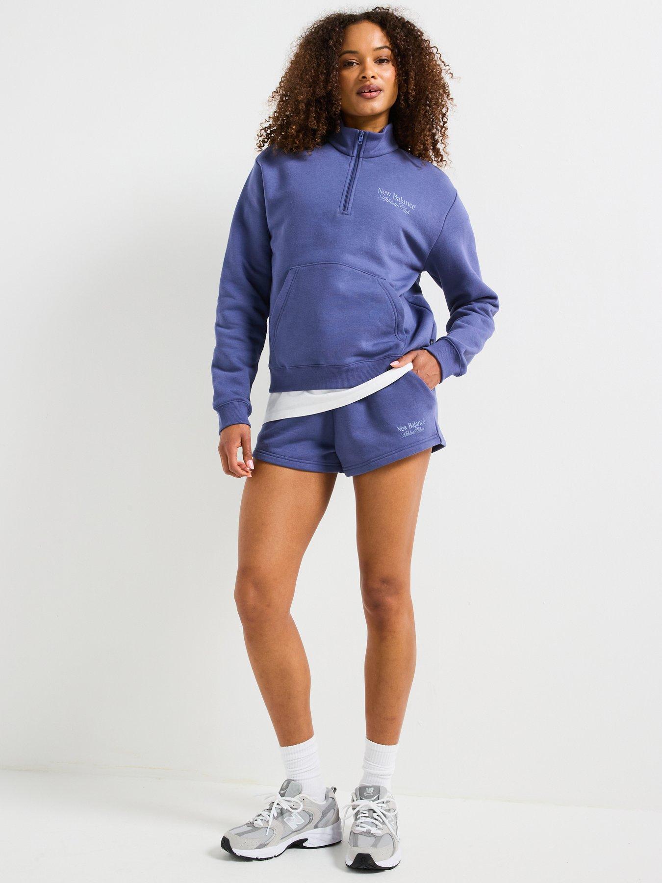 Image 5 of 5 of New Balance Women's Linear Heritage Graphic Half Zip Sweat Top - Navy