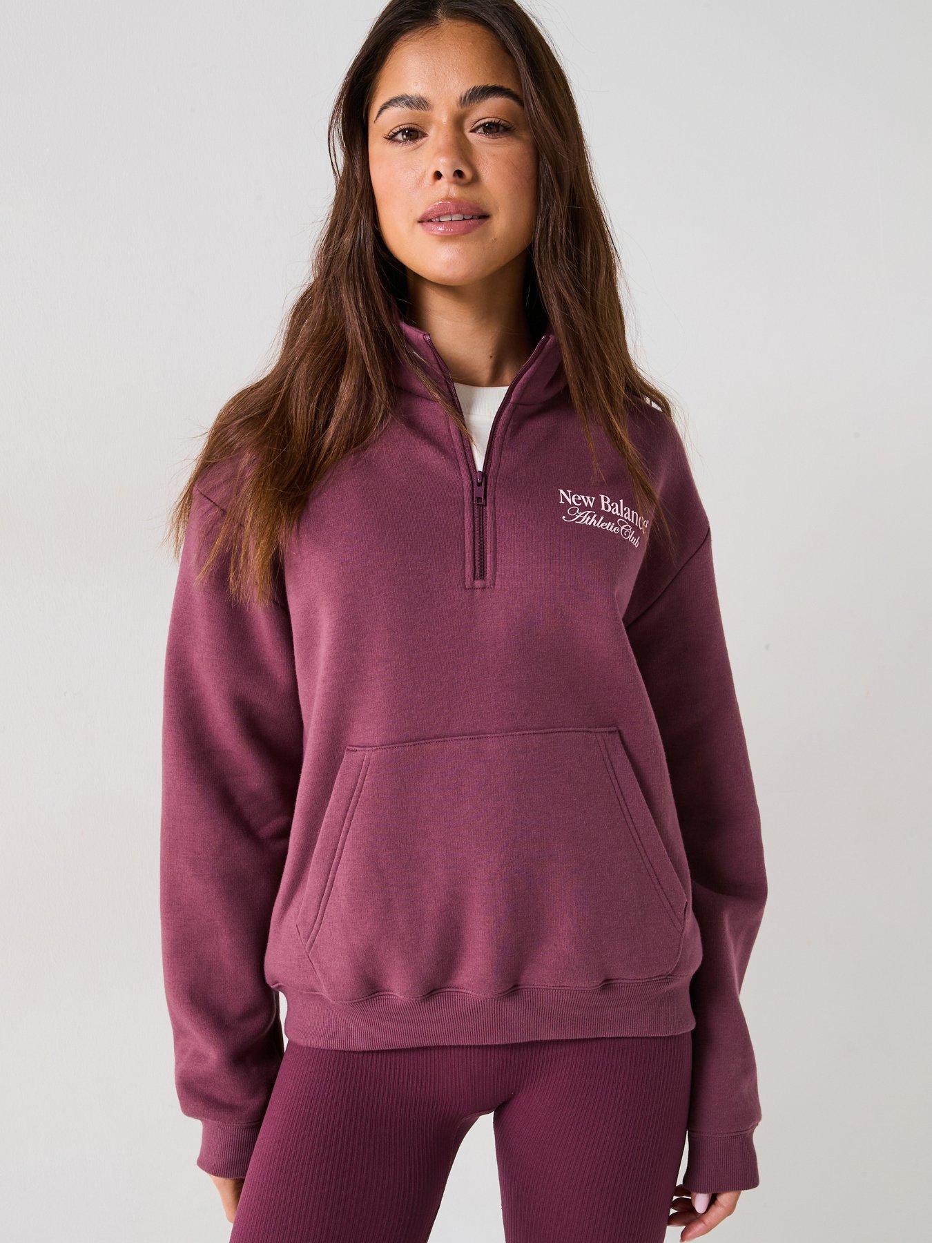 undefined Womens Linear Heritage Graphic Half Zip Sweat - Burgundy
