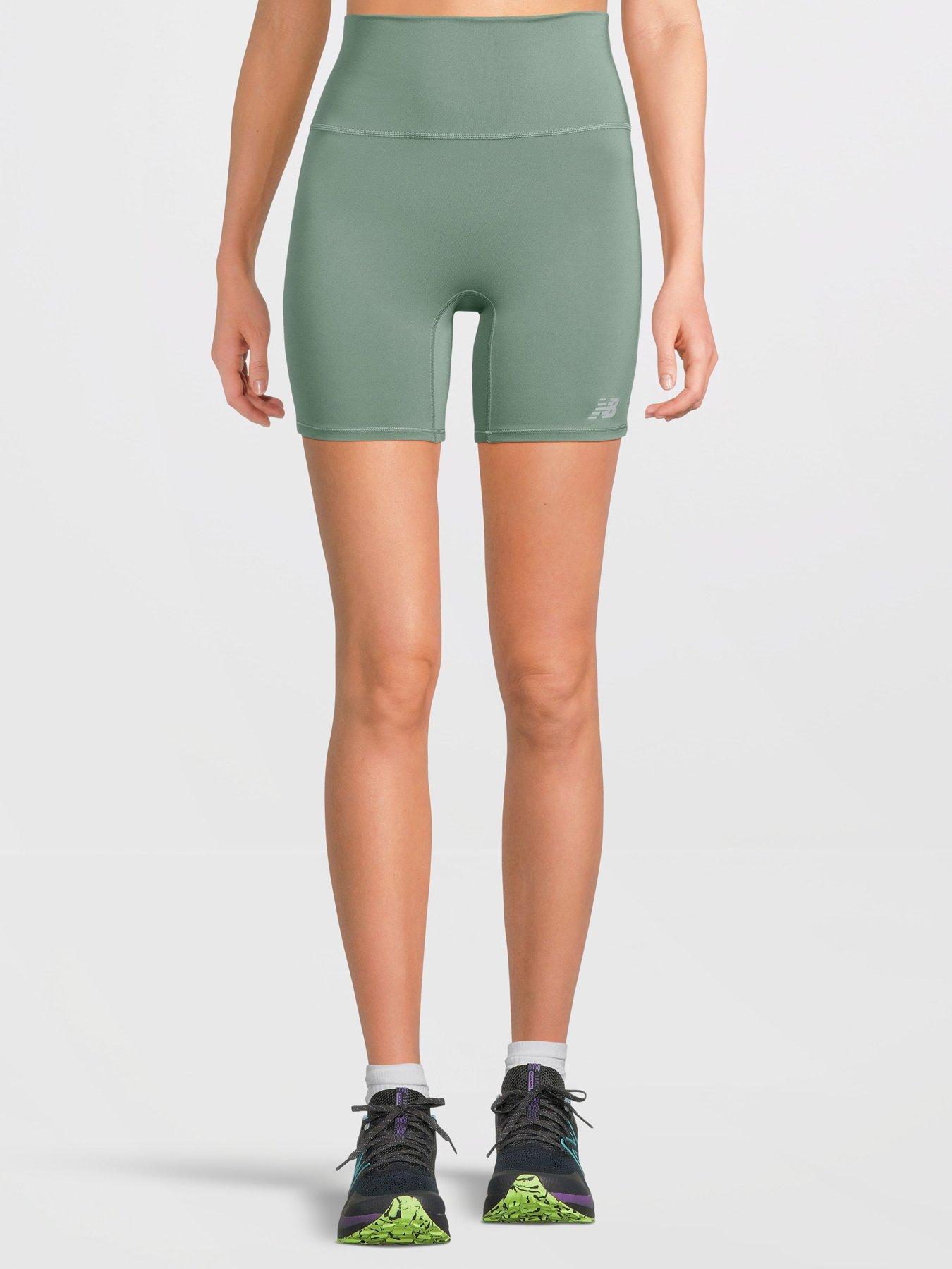 New Balance Women's Linear Heritage Script High Rise Shorts, Darkjuni (Dkj), Size Xs, Women
