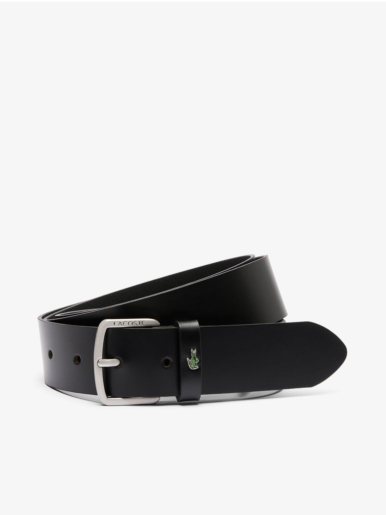Image 1 of 3 of Lacoste Leather Belt With Metal Croc- Black