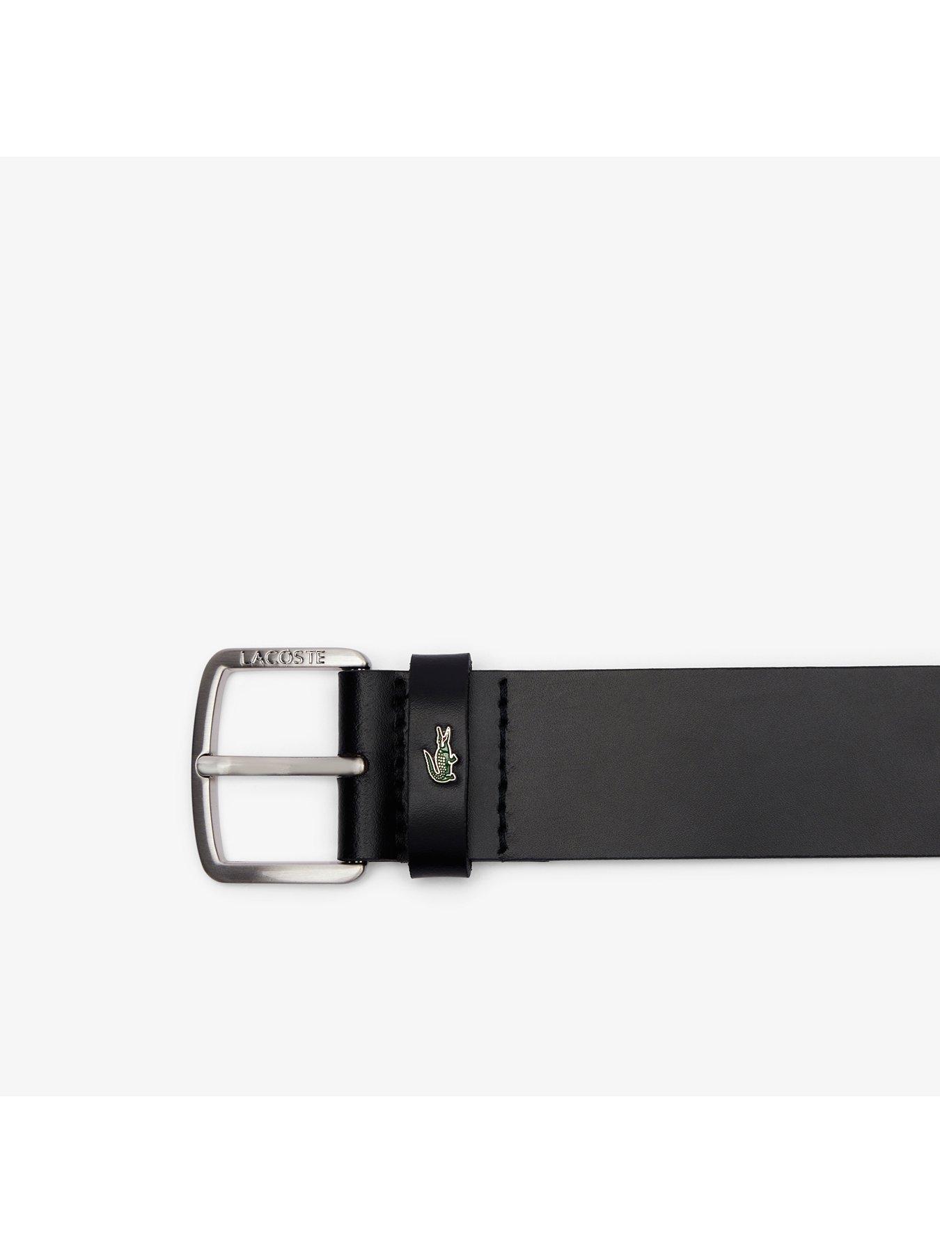 Image 3 of 3 of Lacoste Leather Belt With Metal Croc- Black