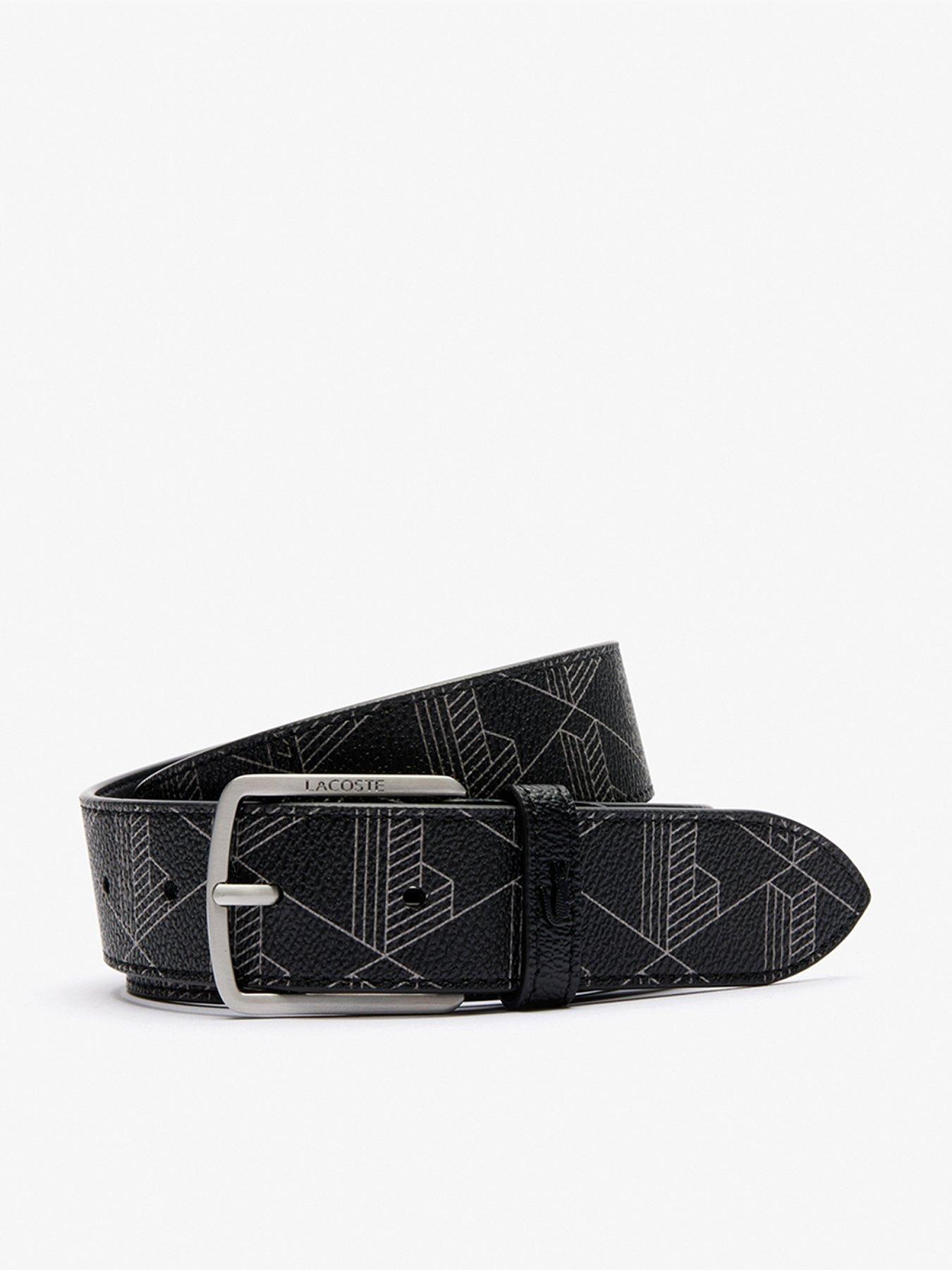 undefined Coated Monogram Leather Belt - Black