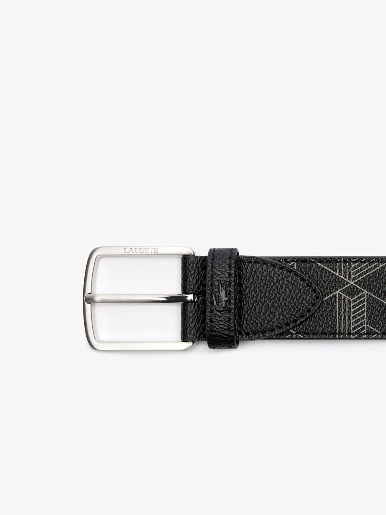 Image 3 of 3 of Lacoste Coated Monogram Leather Belt - Black