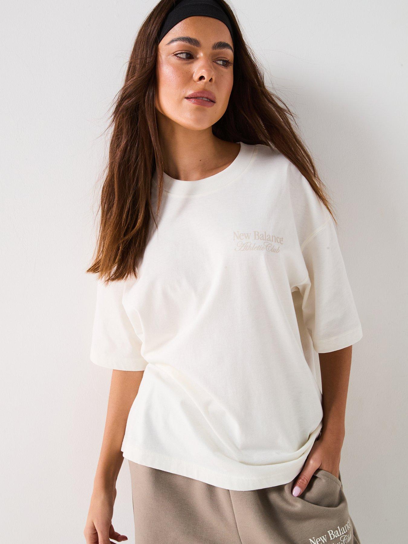 Image of New Balance Women's Linear Heritage Oversized T-Shirt - White