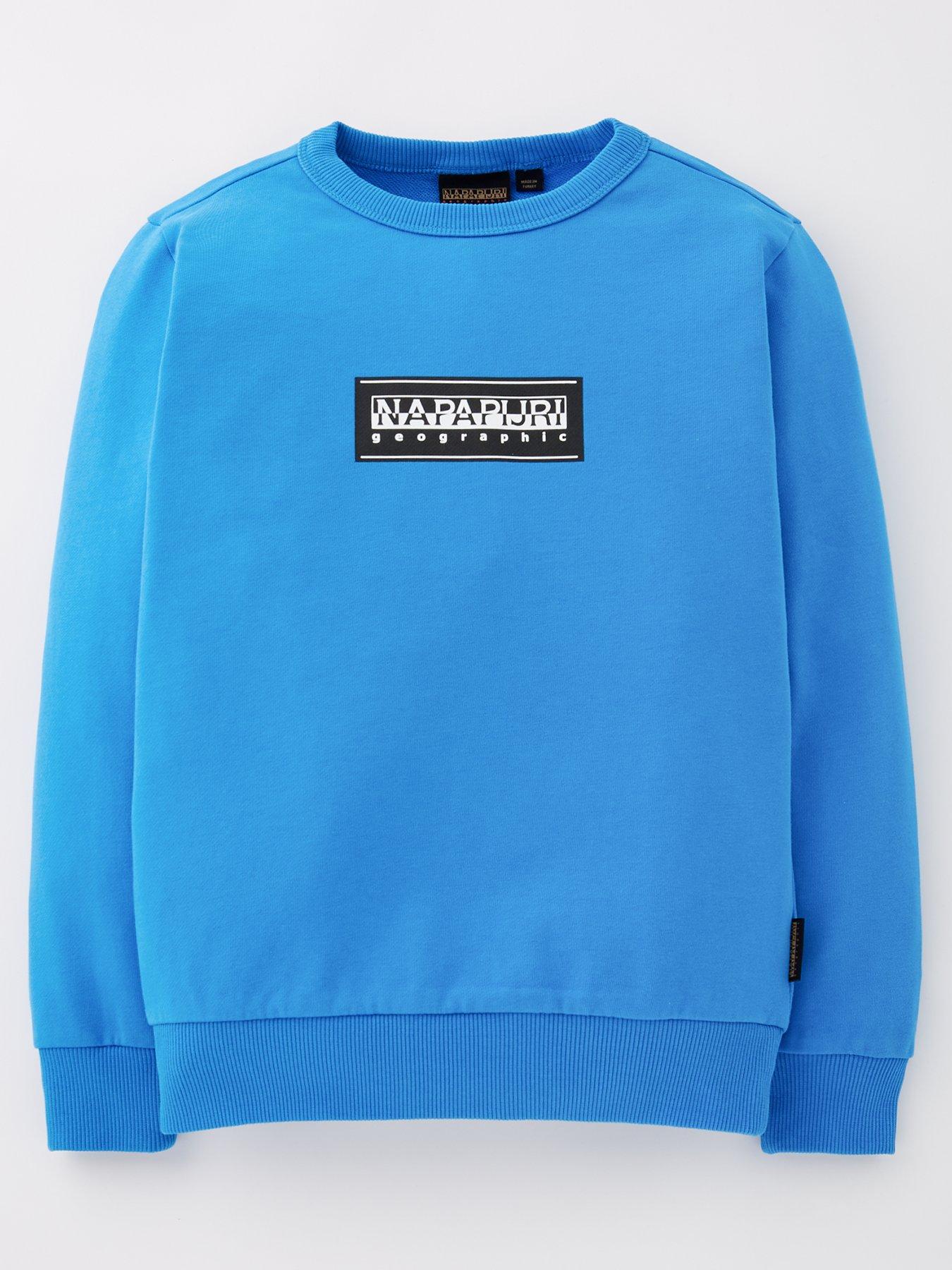 undefined Kids Chamois Box Logo Crew Sweatshirt - Blue