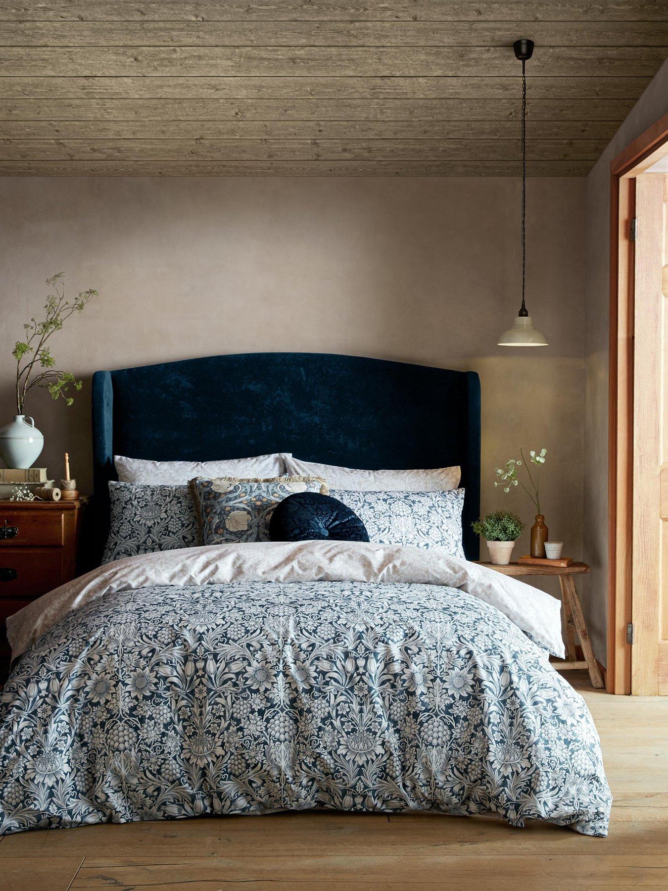 Image 1 of 7 of William Morris at Home Sunflower Ink 100% Cotton Percale Duvet Cover Set
