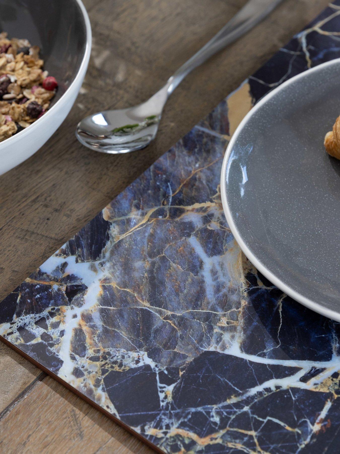 Image 3 of 5 of Creative Tops Marble Effect Set Of Four Large Placemats, Navy Marble Effect, 40 X 29cm