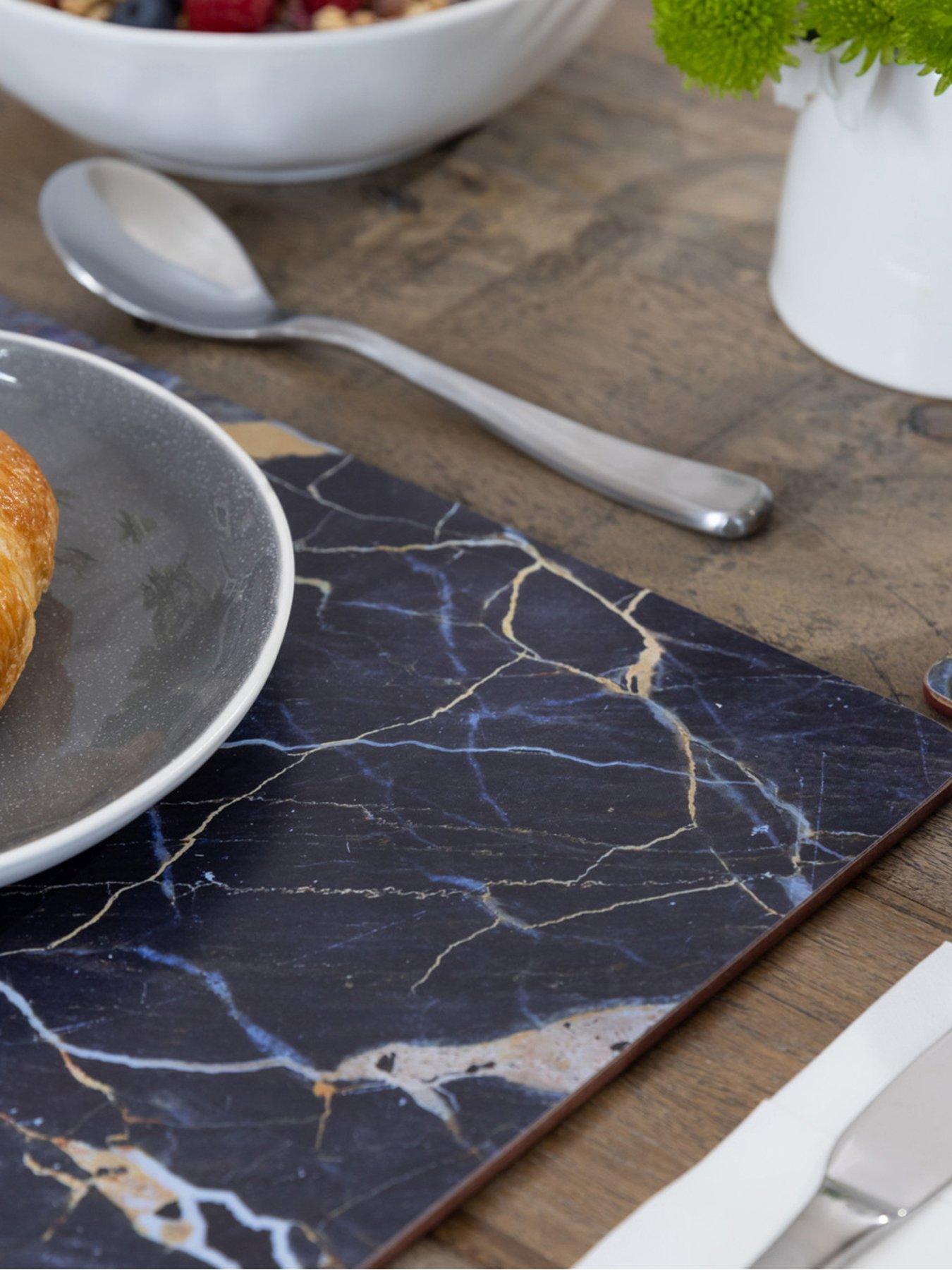 Image 4 of 5 of Creative Tops Marble Effect Set Of Four Large Placemats, Navy Marble Effect, 40 X 29cm