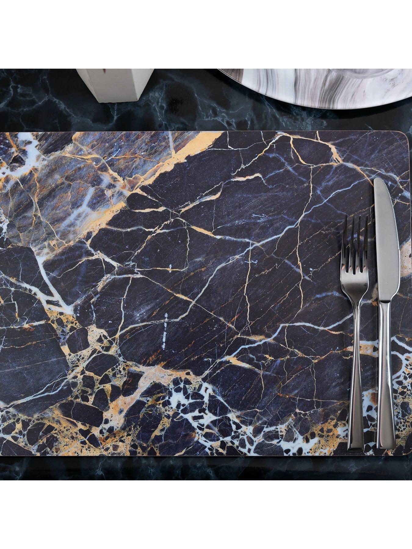 Image 5 of 5 of Creative Tops Marble Effect Set Of Four Large Placemats, Navy Marble Effect, 40 X 29cm