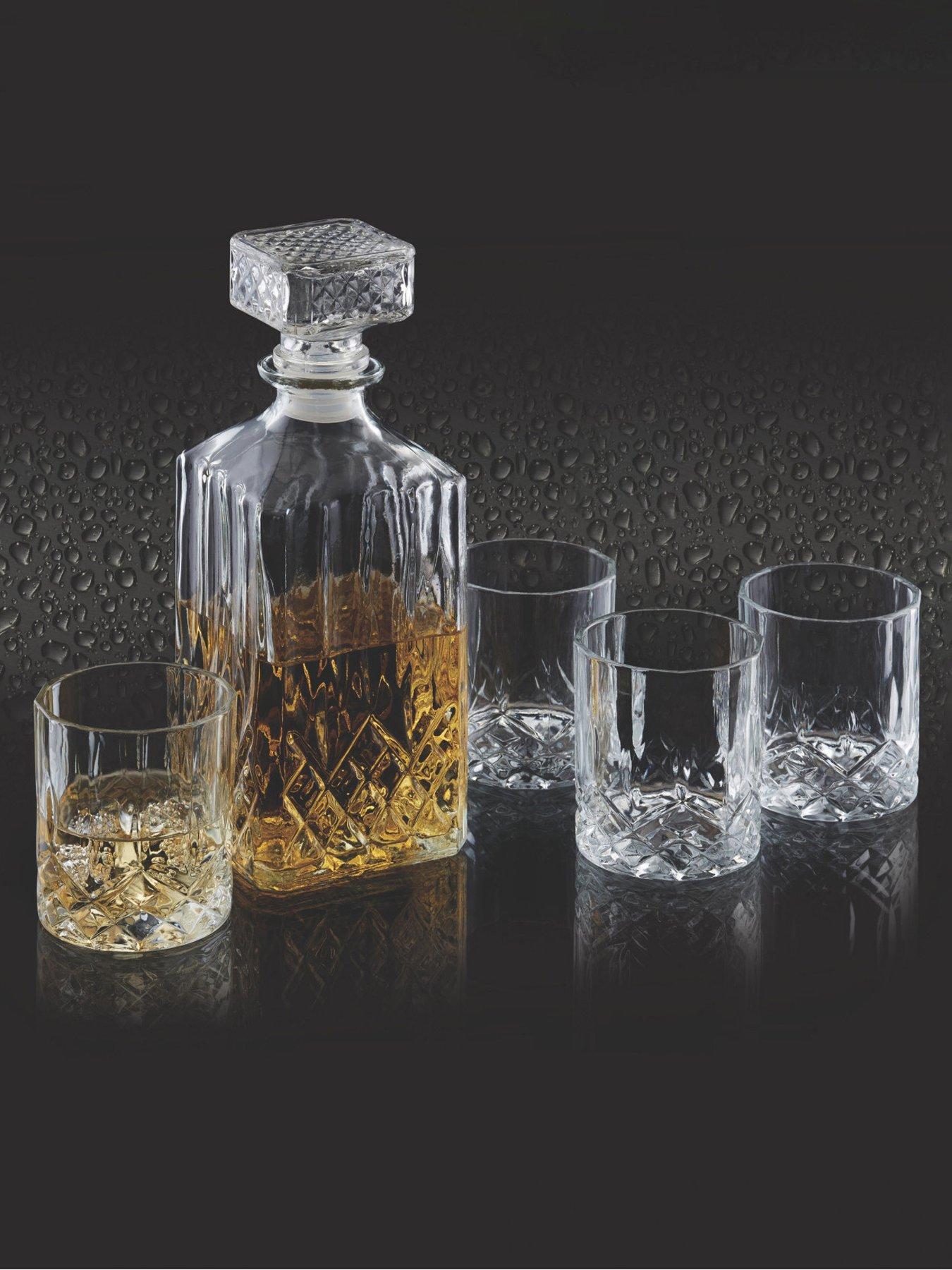 Product photograph of Barcraft Cut Glass Effect Decanter Set 900ml from very.co.uk