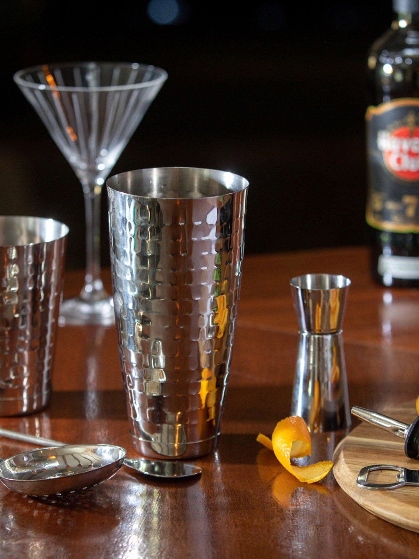 Image 5 of 7 of BarCraft Stainless Steel 8 Piece Boston Cocktail Shaker Set, Hammered Finish