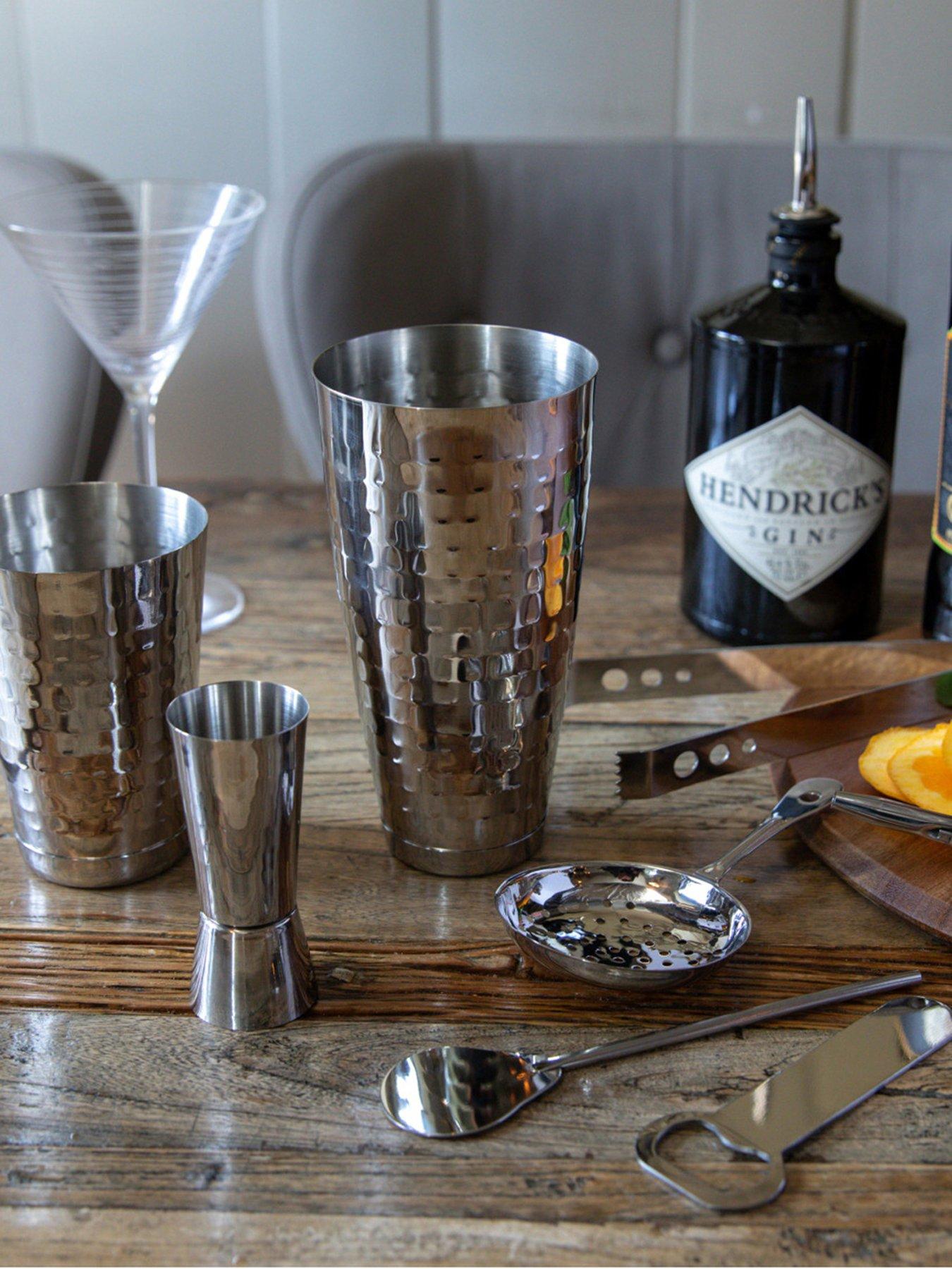 Image 6 of 7 of BarCraft Stainless Steel 8 Piece Boston Cocktail Shaker Set, Hammered Finish