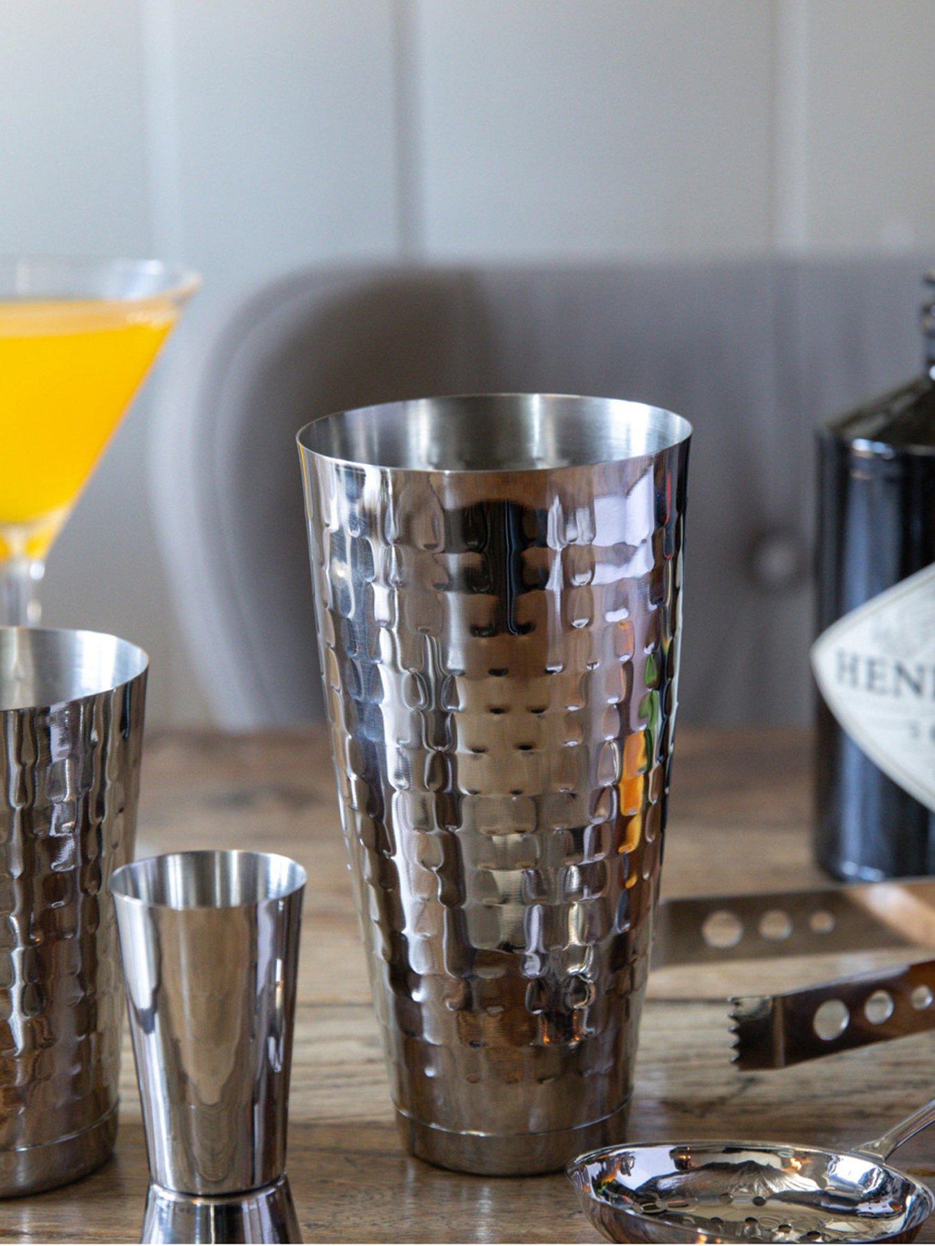 Image 7 of 7 of BarCraft Stainless Steel 8 Piece Boston Cocktail Shaker Set, Hammered Finish