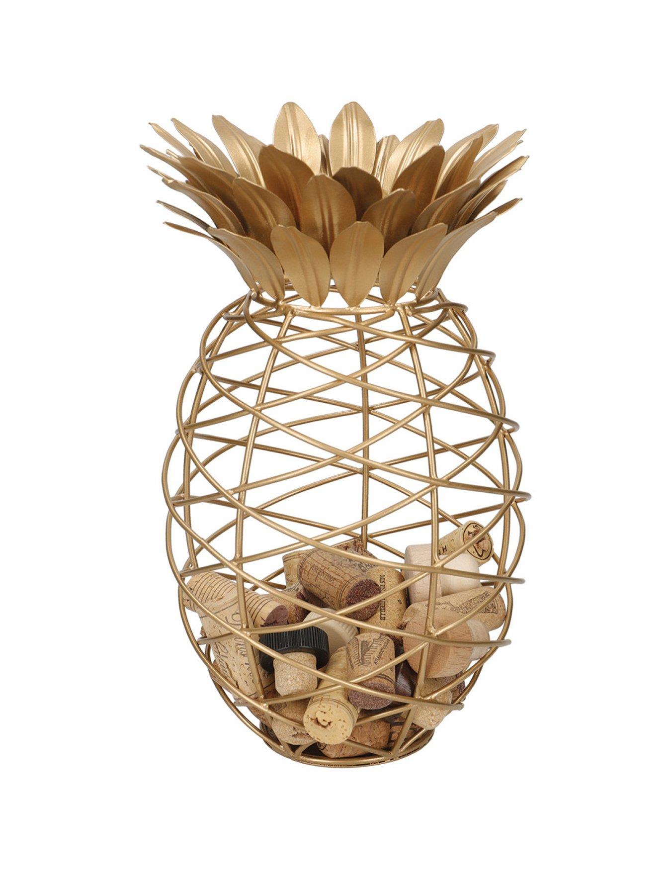Image 2 of 4 of BarCraft Pineapple Shaped Metal Cork Collector, Gold Finish