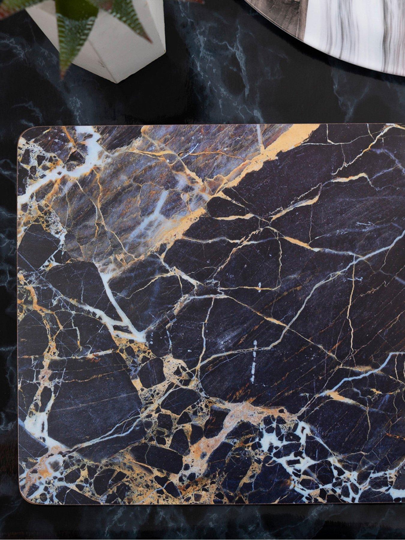 Image 3 of 4 of Creative Tops Set of 6 Premium Placemats, Navy Marble Effect