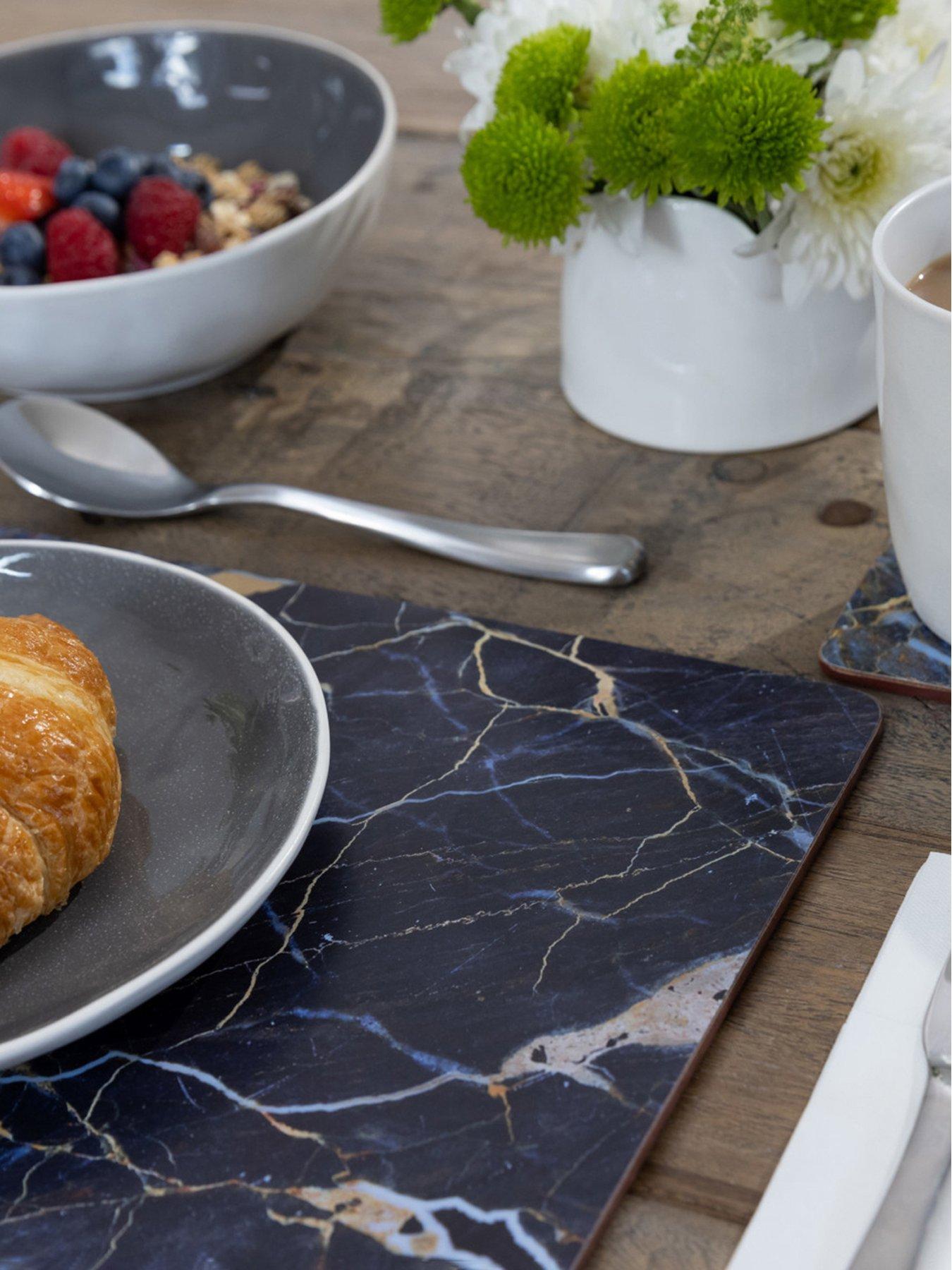 Image 4 of 4 of Creative Tops Set of 6 Premium Placemats, Navy Marble Effect